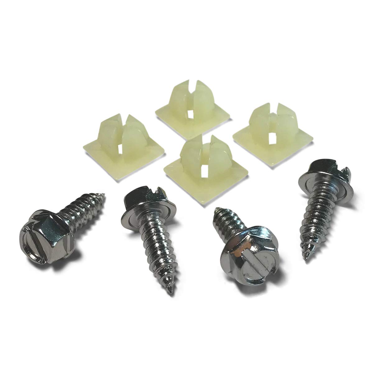 Chrome License Plate Screw Kit - Rustproof Self-Tapping Bolts for Cars, SUVs, Trucks - Easy Front & Back Installation