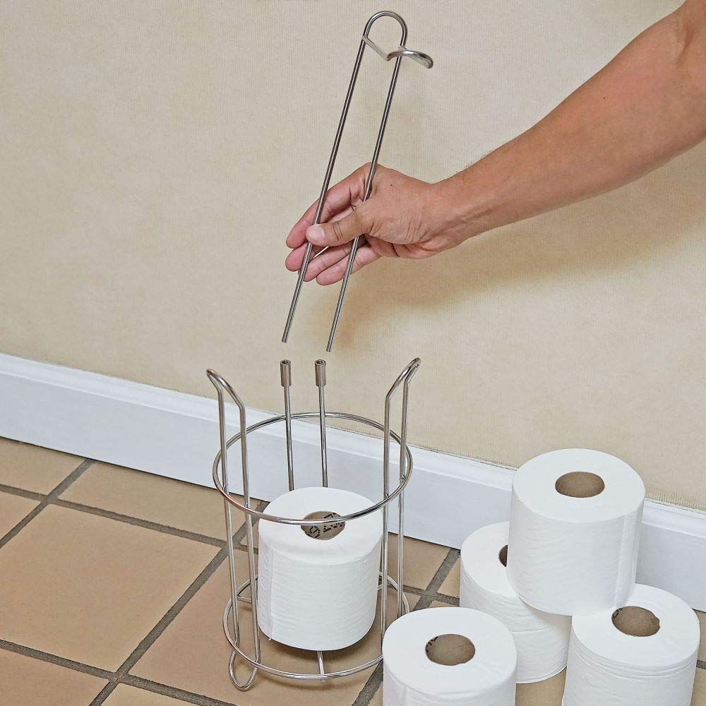 Southern Homewares Chrome Metal Quick Load Toilet Paper Holder - Space-Saving Bathroom Organizer for Homes, Apartments & RVs | Durable & Stylish TP Stand for Modern or Traditional Decor