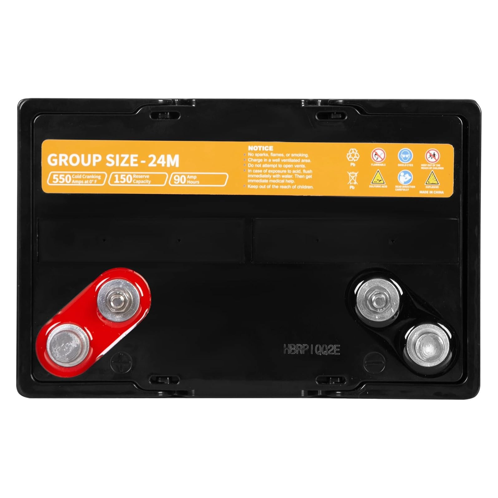 WEIZE Dual Purpose AGM Battery BCI Group 24M - 12V 90AH Sealed Marine & RV Battery with 150RC & 550CCA - Perfect for Boats, RVs, and Off-Grid Power Systems