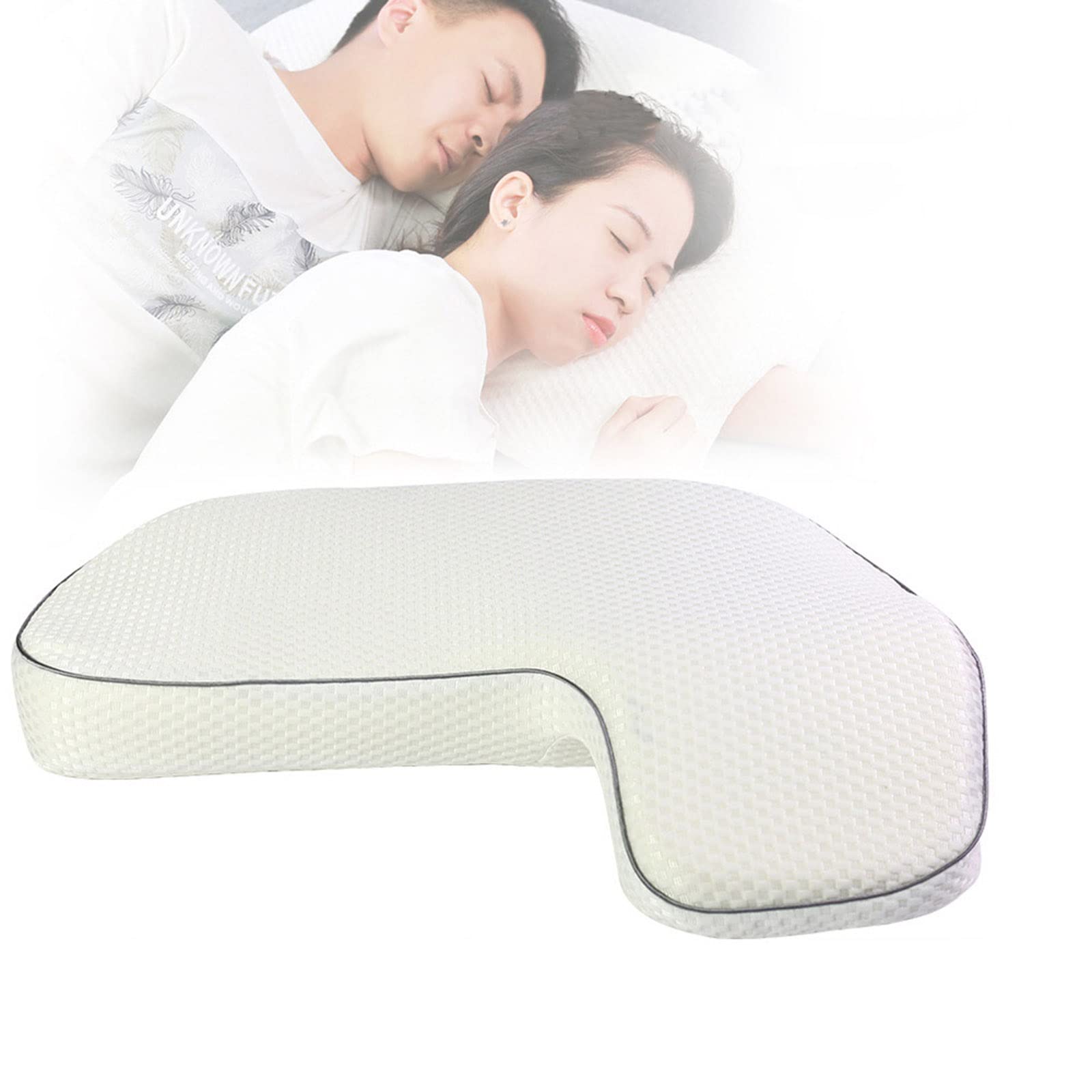 Oiakus Couple Hug Sleeping Pillow - Curved Cuddle Pillow with Slow Rebound Memory Foam for Arm & Head Support - Anti-Pressure Hand Pillow for Couples, Back Sleepers & Side Sleepers - Perfect for Cuddling, Watching TV & Relaxing in Bed