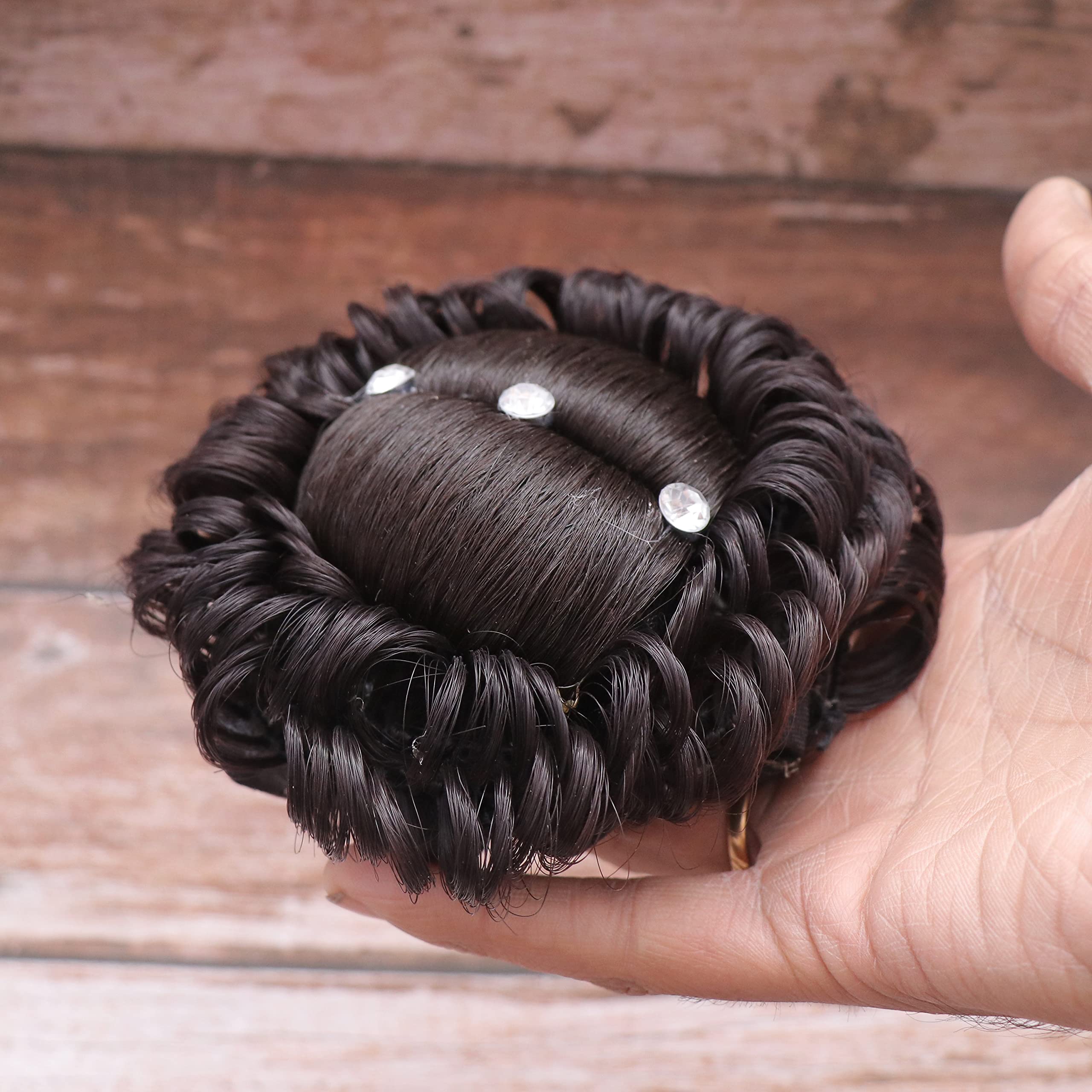 NAVMAV Artificial Juda Hair Accessories for Women & Girls - Stone Work Bridal Wedding Hair Extensions & Bun Clips for Festivals, Parties & Special Occasions