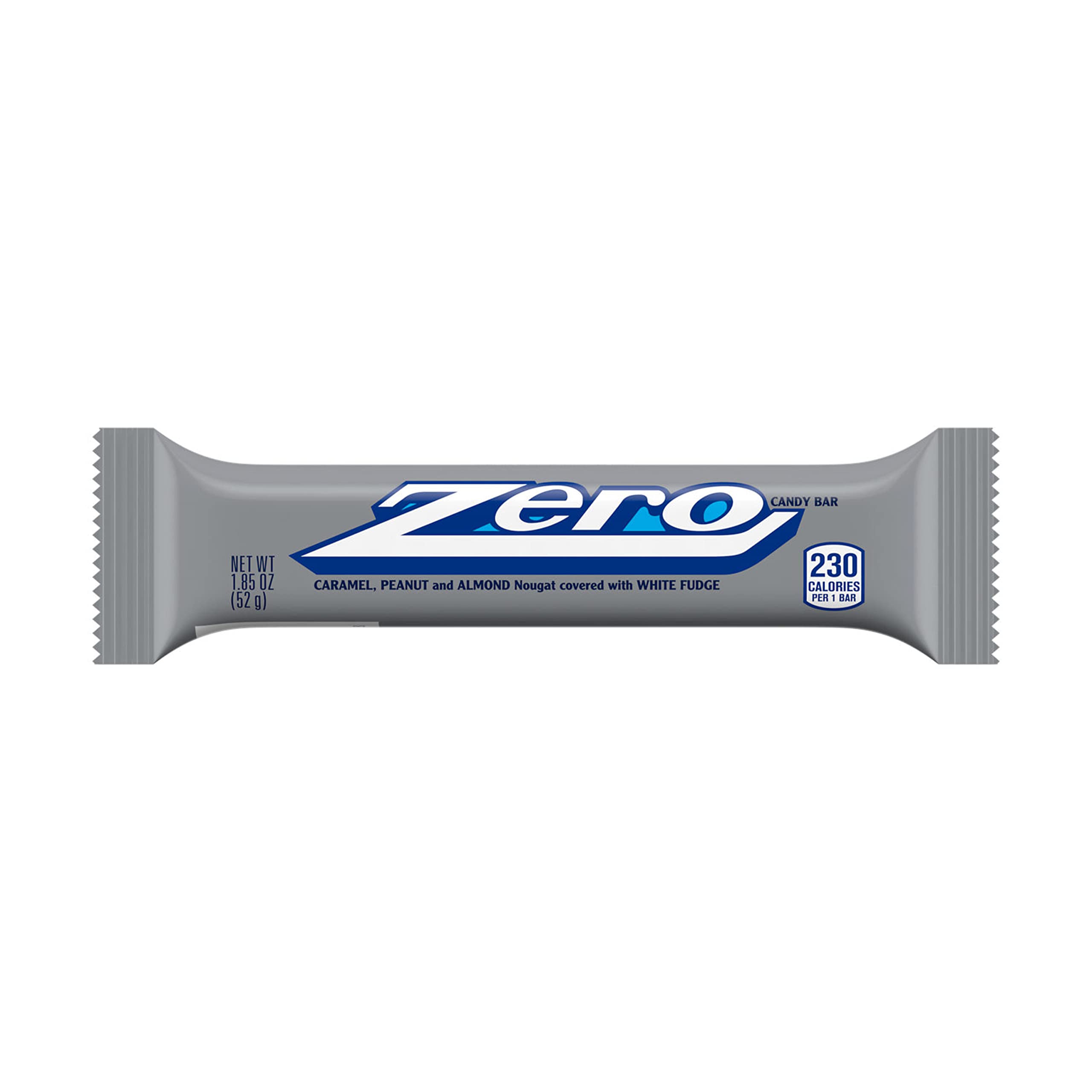 ZERO White Fudge Caramel Peanut Almond Nougat Candy Bars - 1.85oz (24 Count) - Perfect for Halloween Treats, Party Favors & Office Snacks