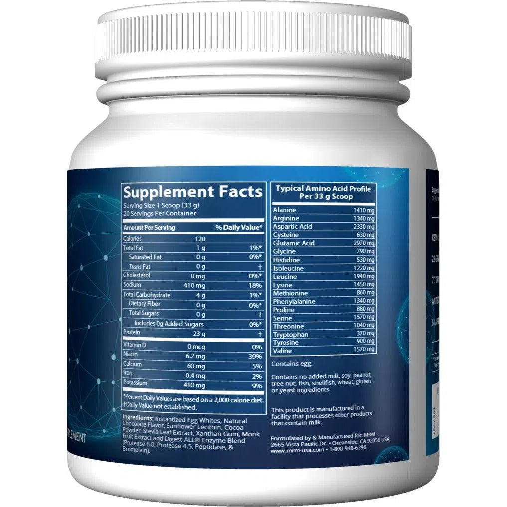 MRM Natural Egg White Protein Powder - 100% Pure, Low Carb, Keto-Friendly Protein Supplement for Muscle Recovery & Weight Loss - Perfect for Smoothies, Baking & Post-Workout Shakes