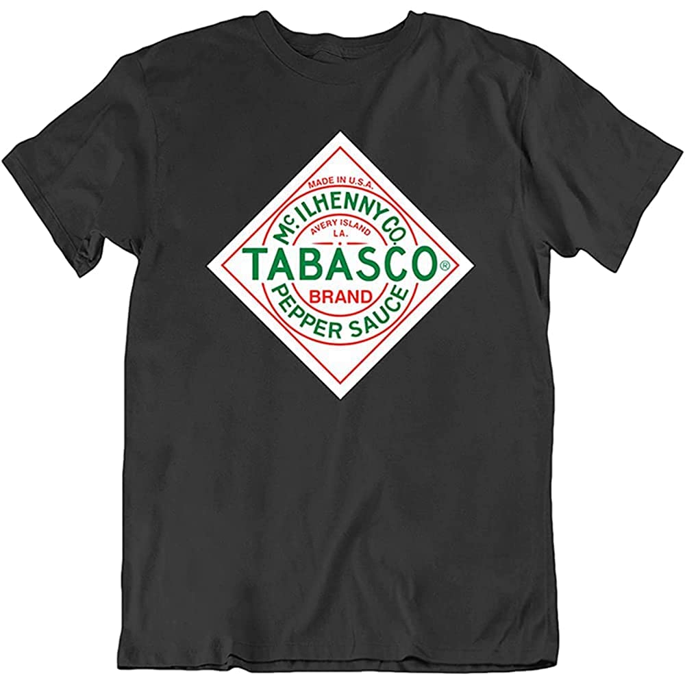HAITUN Men's Spicy Food Lover T-Shirt - Tomato Tabasco Sauce Pepper Chili Graphic Tee - Black Casual Shirt for Hot Sauce Enthusiasts & BBQ Parties