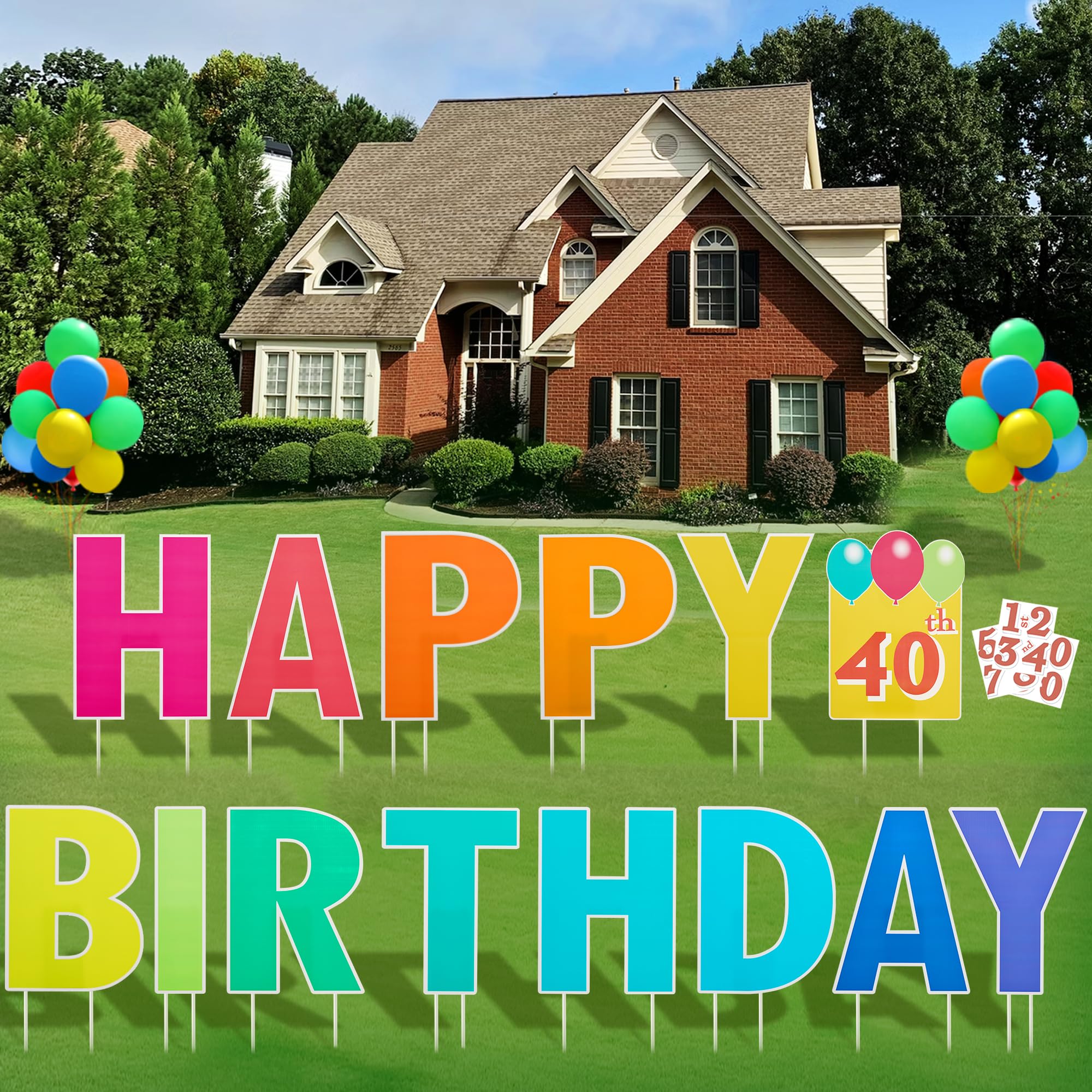 Personalized Happy Birthday Yard Sign with Stakes - 15