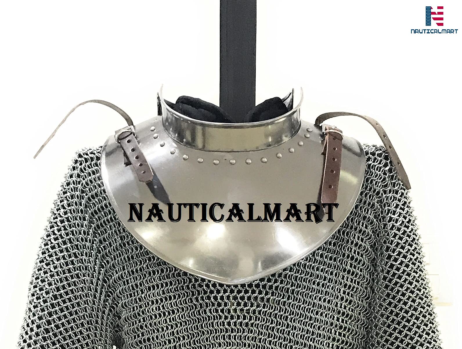 Medieval Iron Gorget Set - Gothic Armor Neck Protection for LARP, Cosplay & Renaissance Fairs - Silver Finish for Historical Reenactments