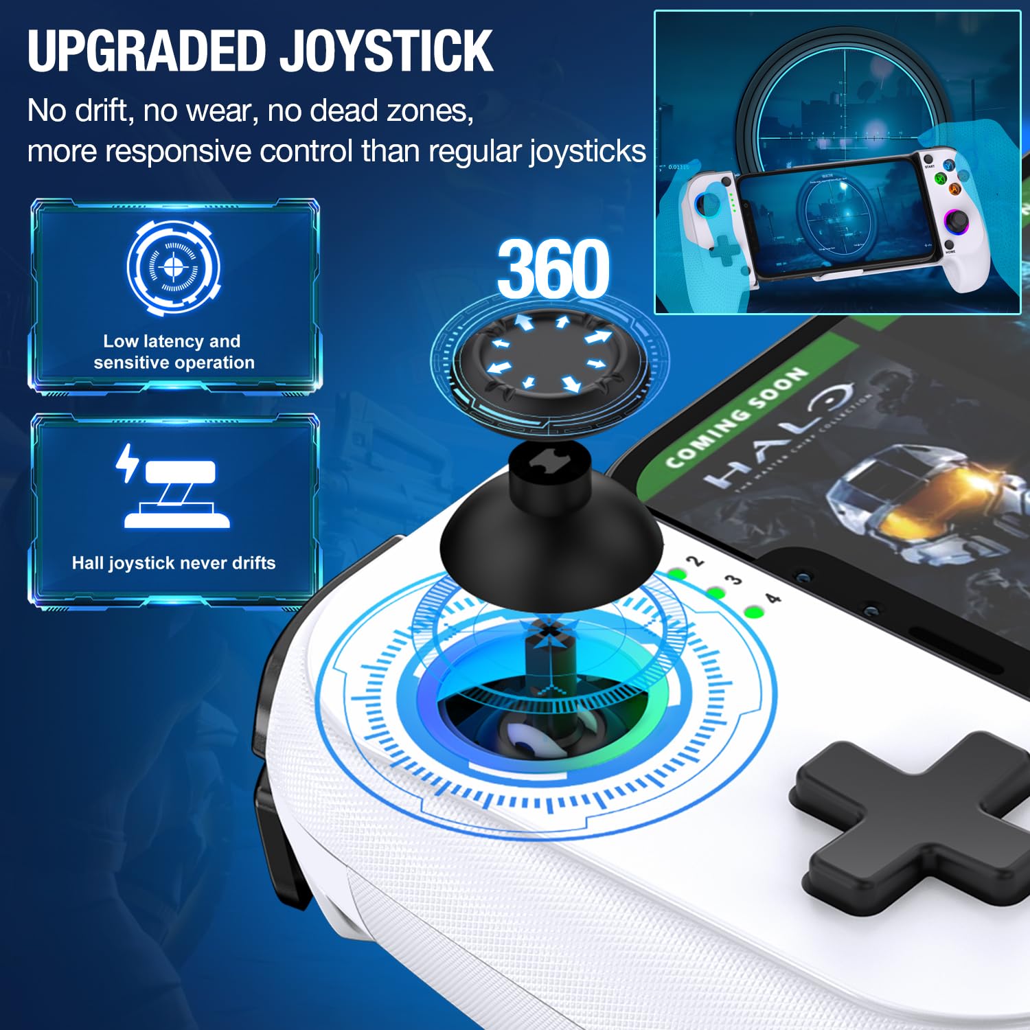 Mocagen Mobile Gaming Controller for iPhone & Android - RGB Lighting, Hall Effect Joysticks, Bluetooth Gamepad with Phone Case - Perfect for Fortnite, Call of Duty & Mobile Gaming On The Go