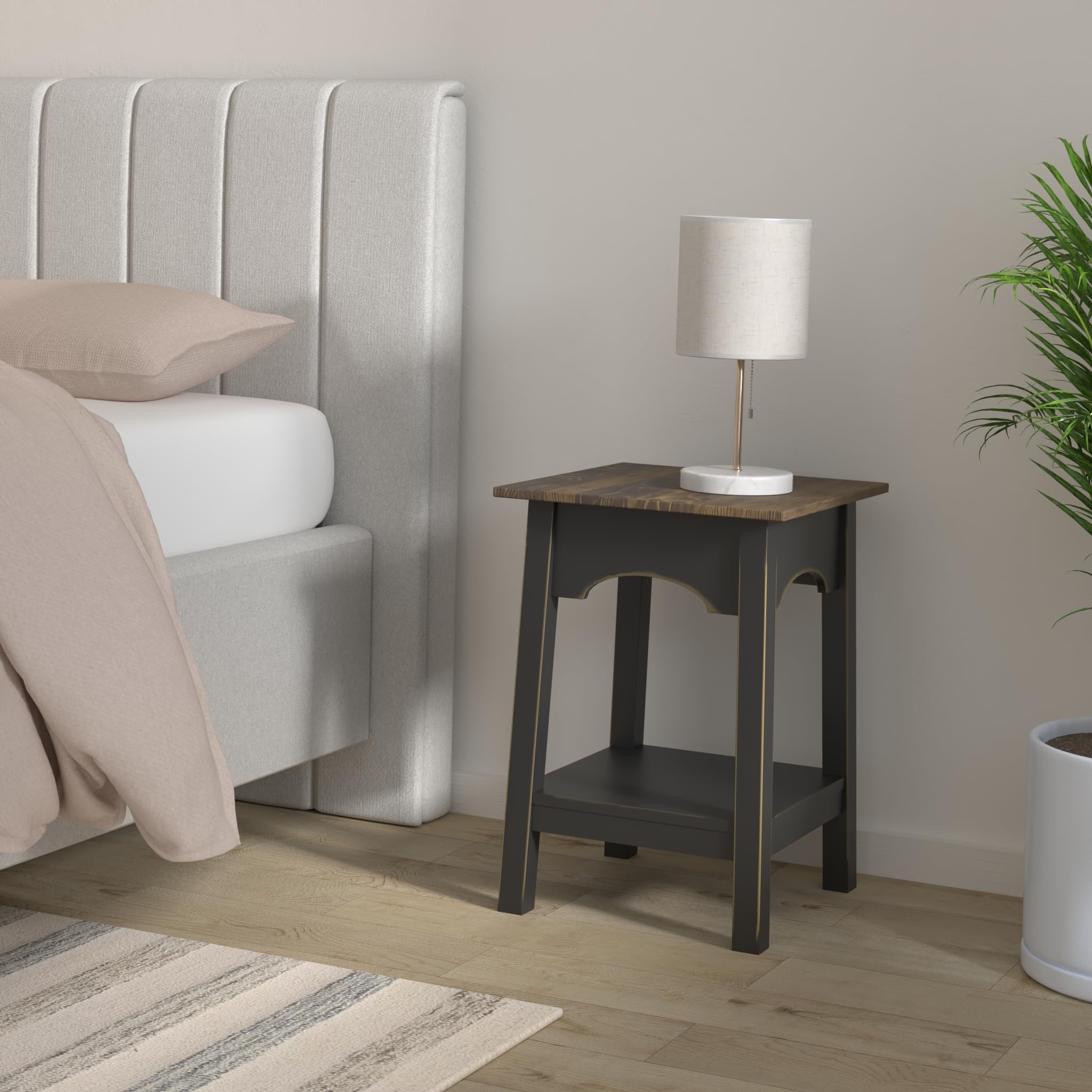 2-Tier Side Table for Living Room & Bedroom - Black End Table with Shelf for Storage & Décor | Nightstand, Coffee Table Accent, Small Space Furniture for Apartments & Dorm Rooms