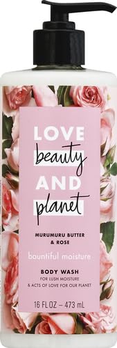 Love Beauty And Planet Bountiful Moisture Body Wash with Murumuru Butter | Silicone-Free, Paraben-Free, Vegan | Hydrating & Cleansing for Soft Skin | Rose Scent, 16 Fl Oz | Perfect for Daily Shower & Self-Care Routine