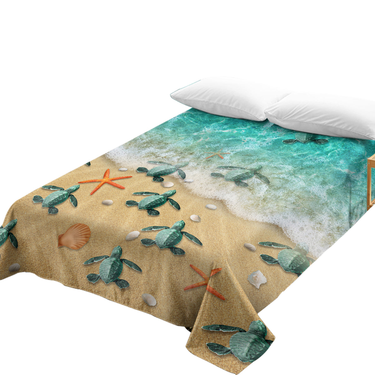 Happy Little Sea Turtles Sheet Set - 100% Cotton Soft Bed Sheets for Kids & Teens - Perfect for Beach Themed Bedrooms & Ocean Lover's Room Decor