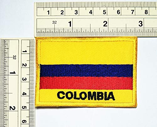 Colombia Flag Embroidered Iron On Patch Set of 3 - National Country Flag Patches for Clothing, Jeans, T-Shirts & Backpacks - Perfect for DIY Crafts, Costumes & Patriotic Decorations