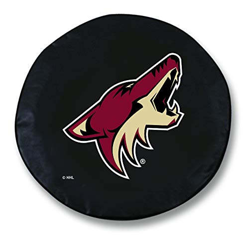 Arizona Coyotes Black Vinyl Fitted Spare Tire Cover for Cars & Trucks - Durable Car Accessories for Outdoor Adventures & Tailgating