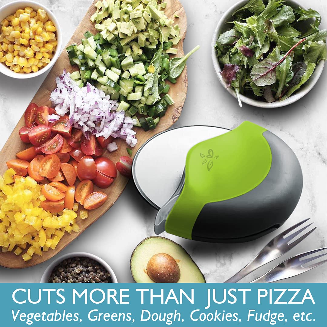 Premium Stainless Steel Pizza Cutter Wheel with Protective Cover - Super Sharp Blade, Ergonomic Non-Slip Grip - Heavy Duty, Dishwasher Safe - Perfect for Home Kitchens, Pizzerias & Parties