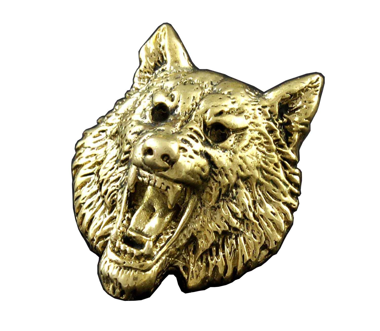 Wolf Head Solid Brass Concho for Biker Wallet - Screw Back Design - Western Style Belt Buckle Accessory - Perfect for Leather Crafts, Motorcycle Gear & Cowboy Boot Decor