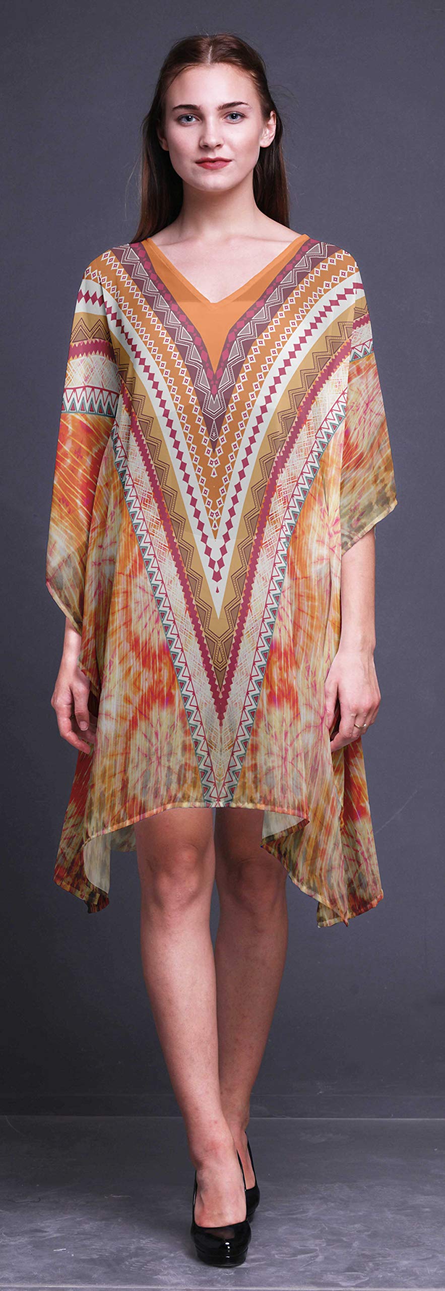 Women's Beach Kaftan Cover Up - Flowy Midi Dress & Bikini Short Caftan for Summer Vacation, Poolside Lounging and Tropical Getaways