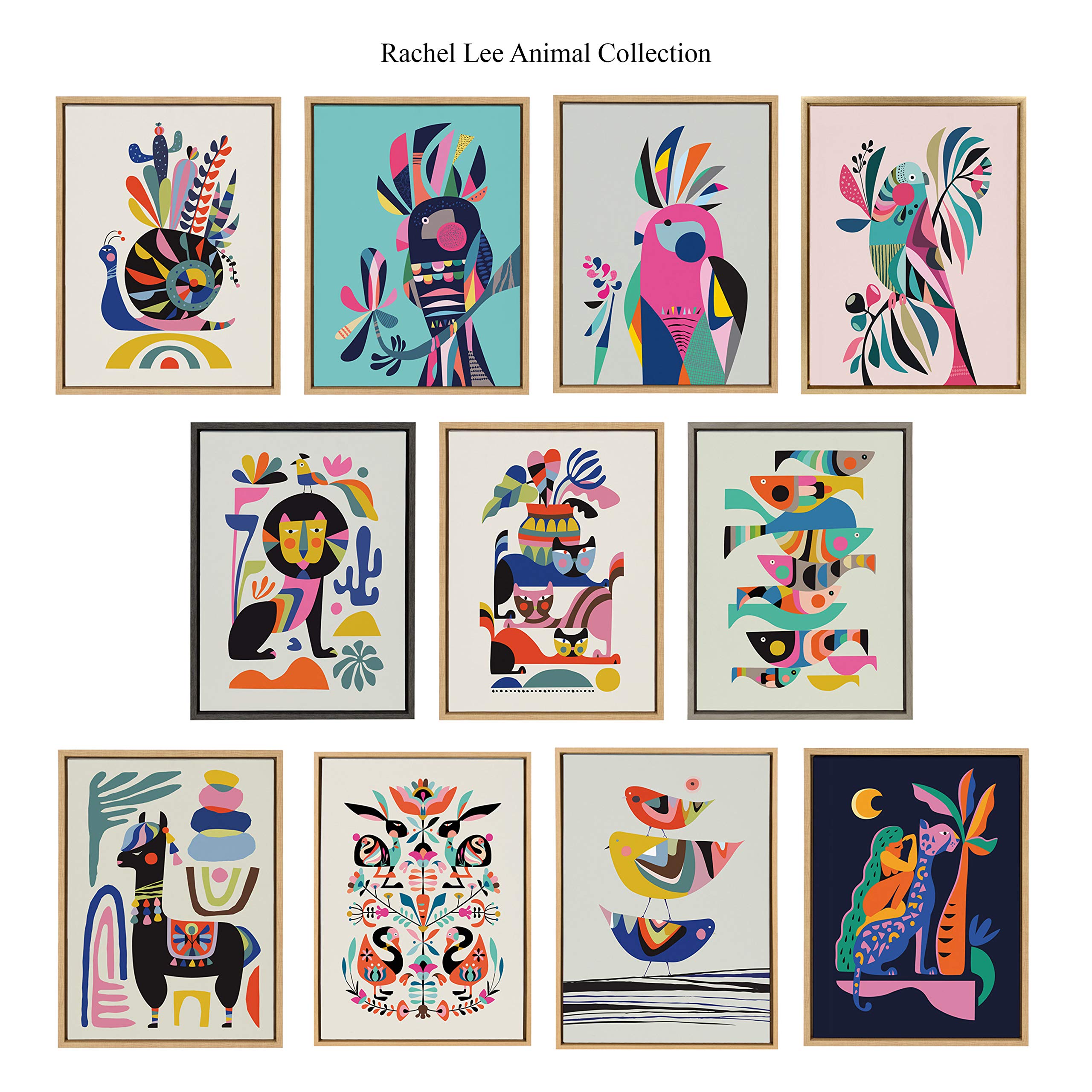 Rachel Lee Abstract Parakeet Framed Canvas Wall Art - 18x24 Inches Gold Modern Home Decor for Living Room, Bedroom & Office | Sylvie Collection by Kate and Laurel