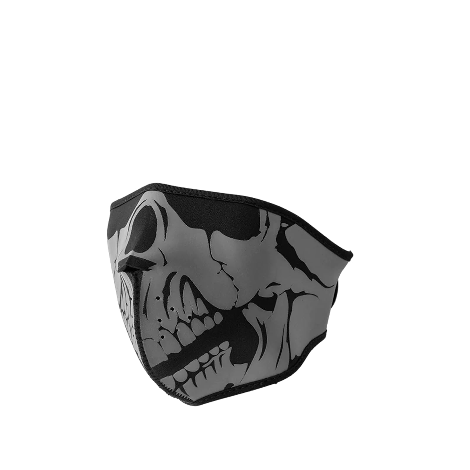 First Mfg Co Neoprene Half Face Skull Mask - Halloween Costume Accessory, Cosplay, Motorcycle Riding & Airsoft Protection - Reusable Non-Medical Grade Face Cover