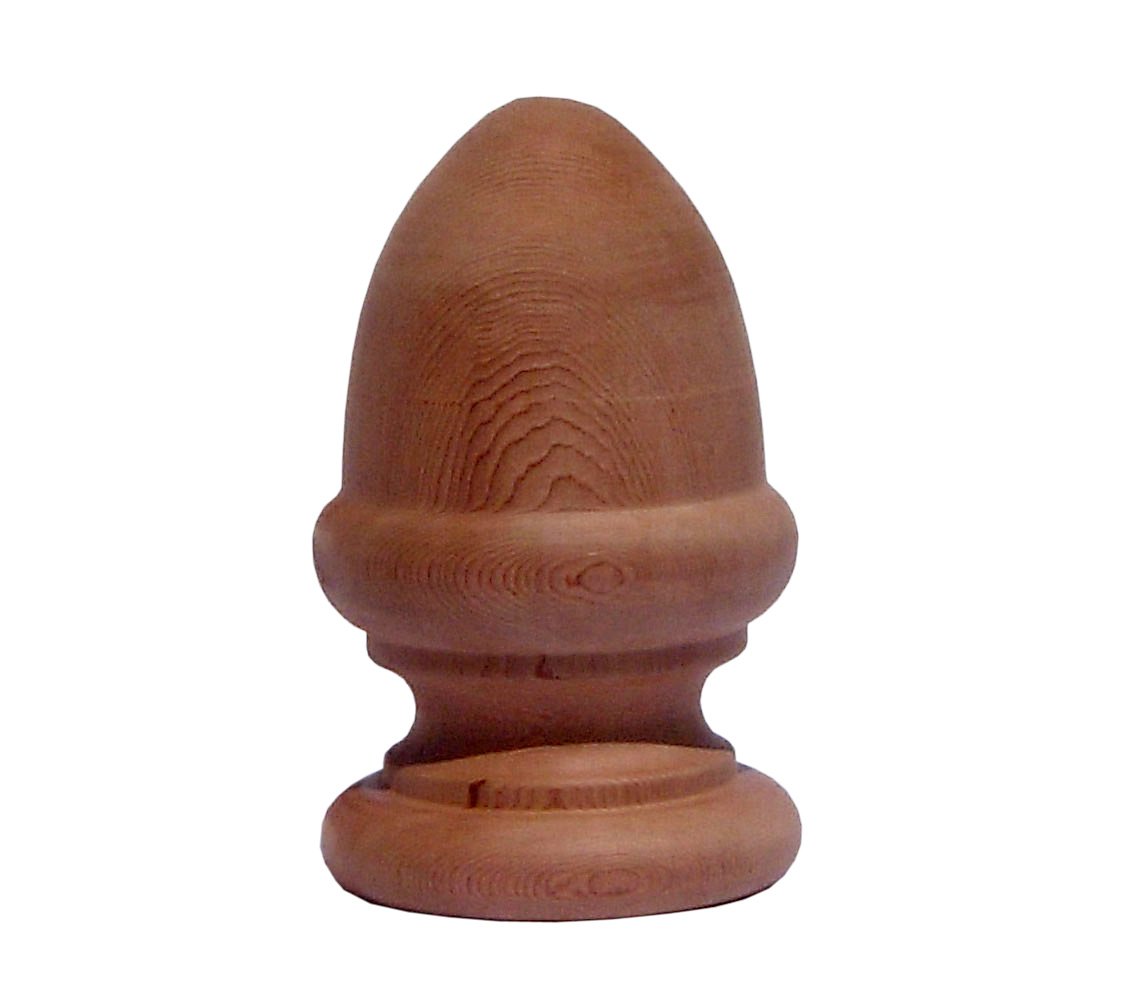 Wooden Acorn Decorative Finial - Cedar Wood, 3-1/16