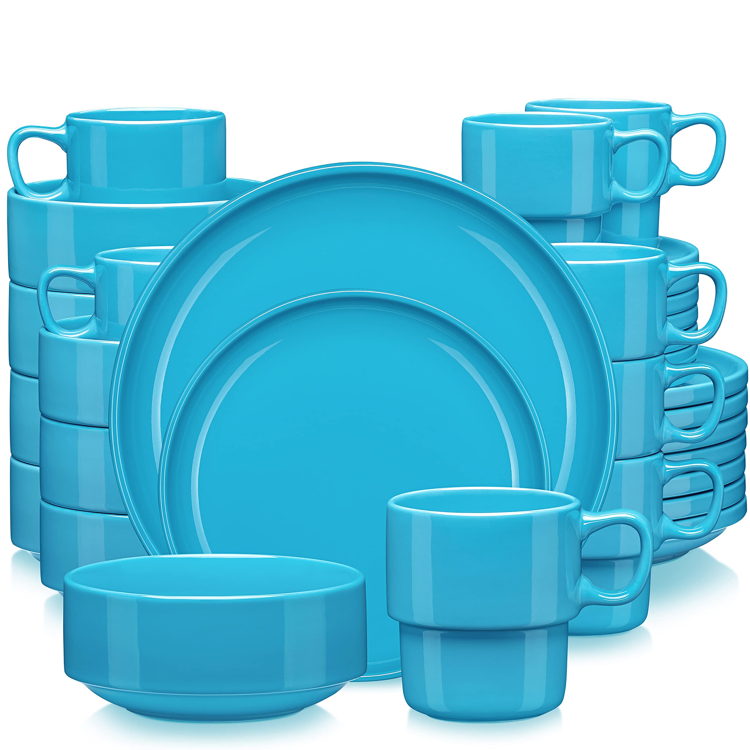 LOVECASA 8-Piece Navy Blue Porcelain Dinnerware Set - Plates, Bowls & Mugs - Round Dishwasher & Microwave Safe Tableware for Everyday Use, Parties & Family Dining
