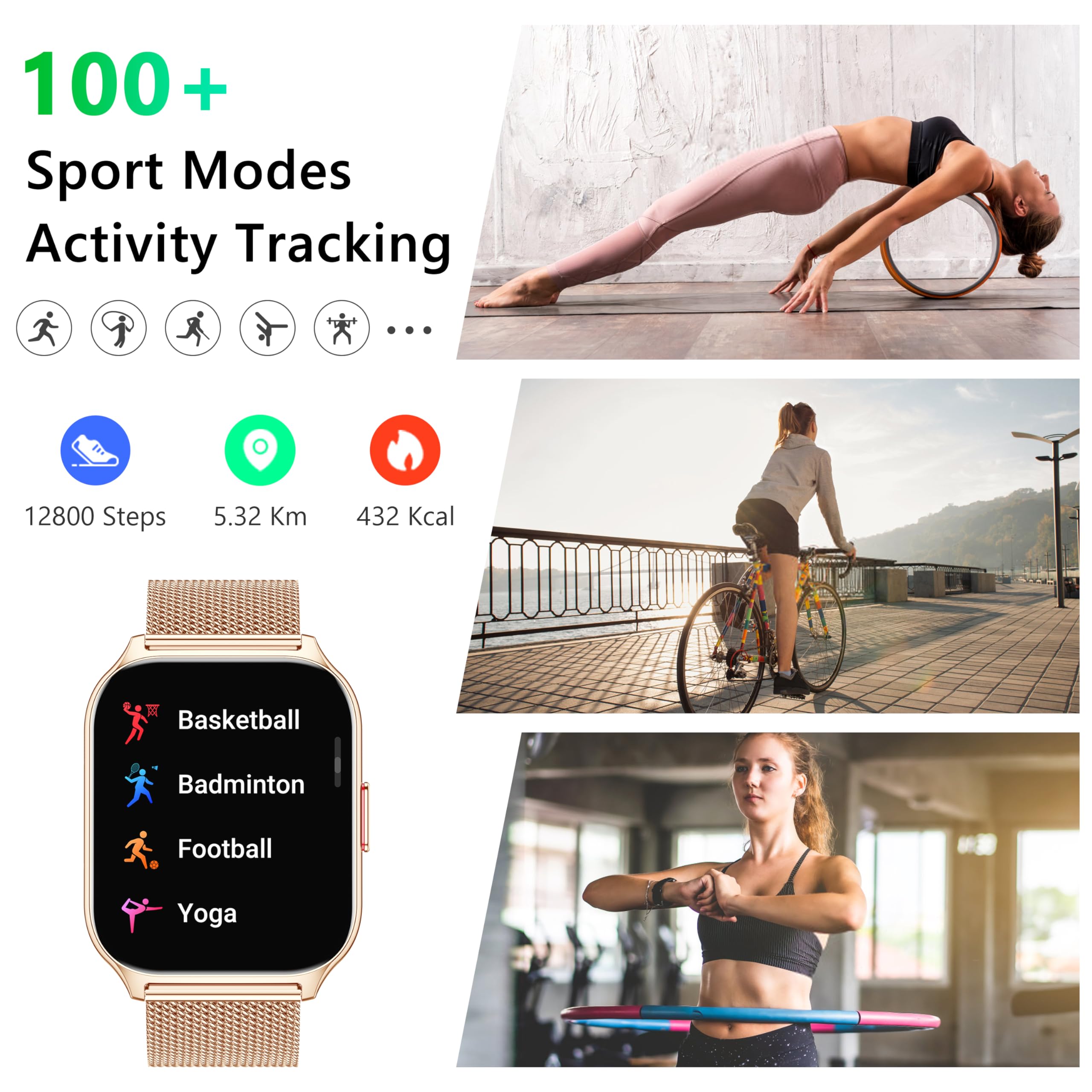 Smart Fitness Watch for Men & Women - Heart Rate, Blood Oxygen Monitor for Android & iOS - Perfect for Workouts & Daily Use