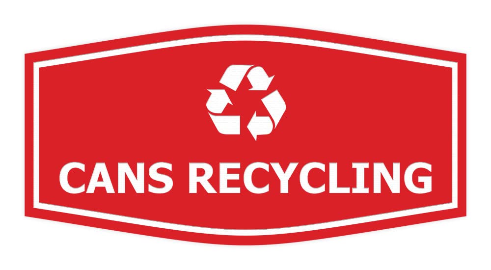 Eco-Friendly Large Red Recycling Bin Sign for Cans - Durable Waste Management Label for Home, Office & Public Spaces