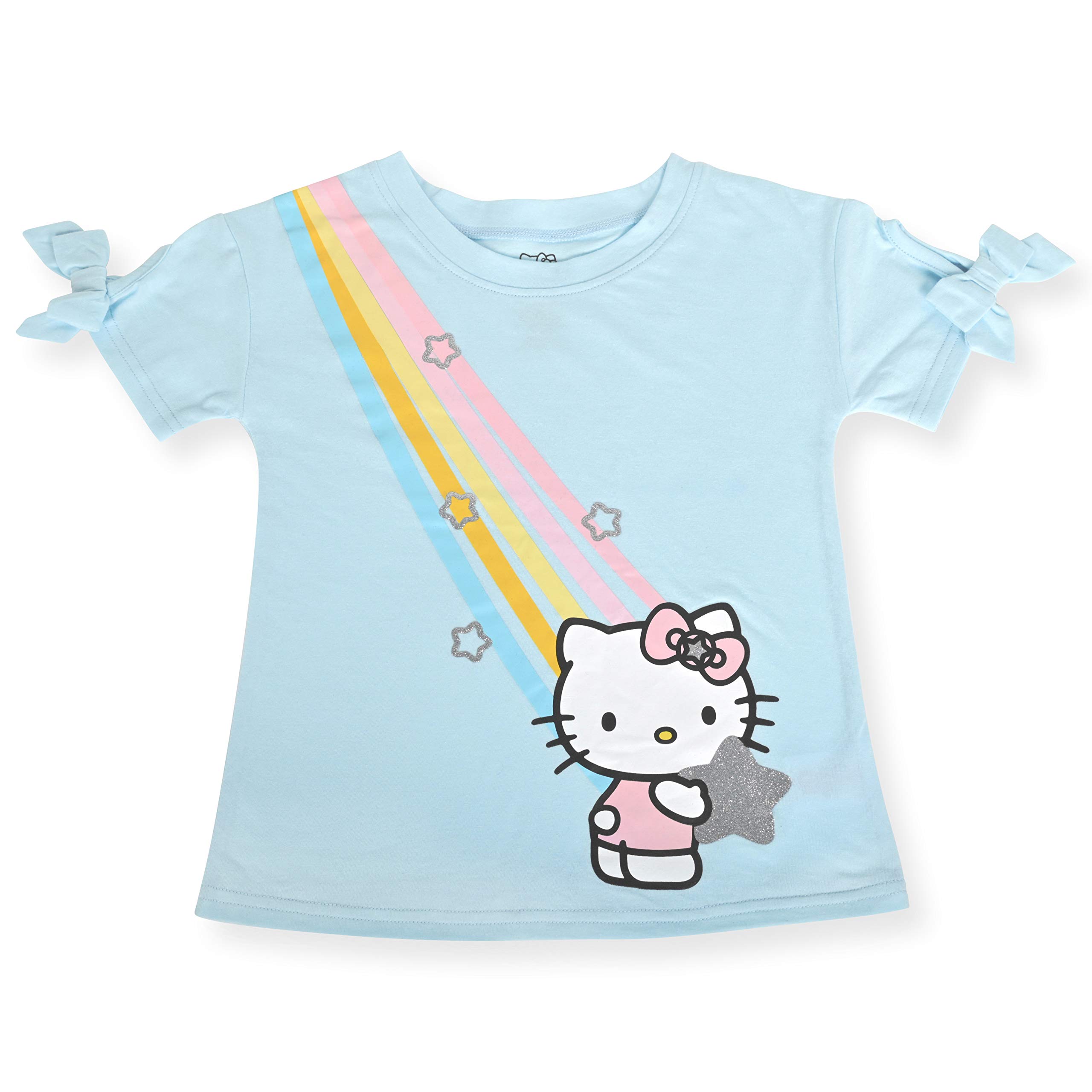 Hello Kitty Girls 2-Piece Outfit Set - Cute Graphic Tee & Bike Shorts for Active Play, School & Casual Wear | Trendy Matching Top & Shorts Clothes for Girls
