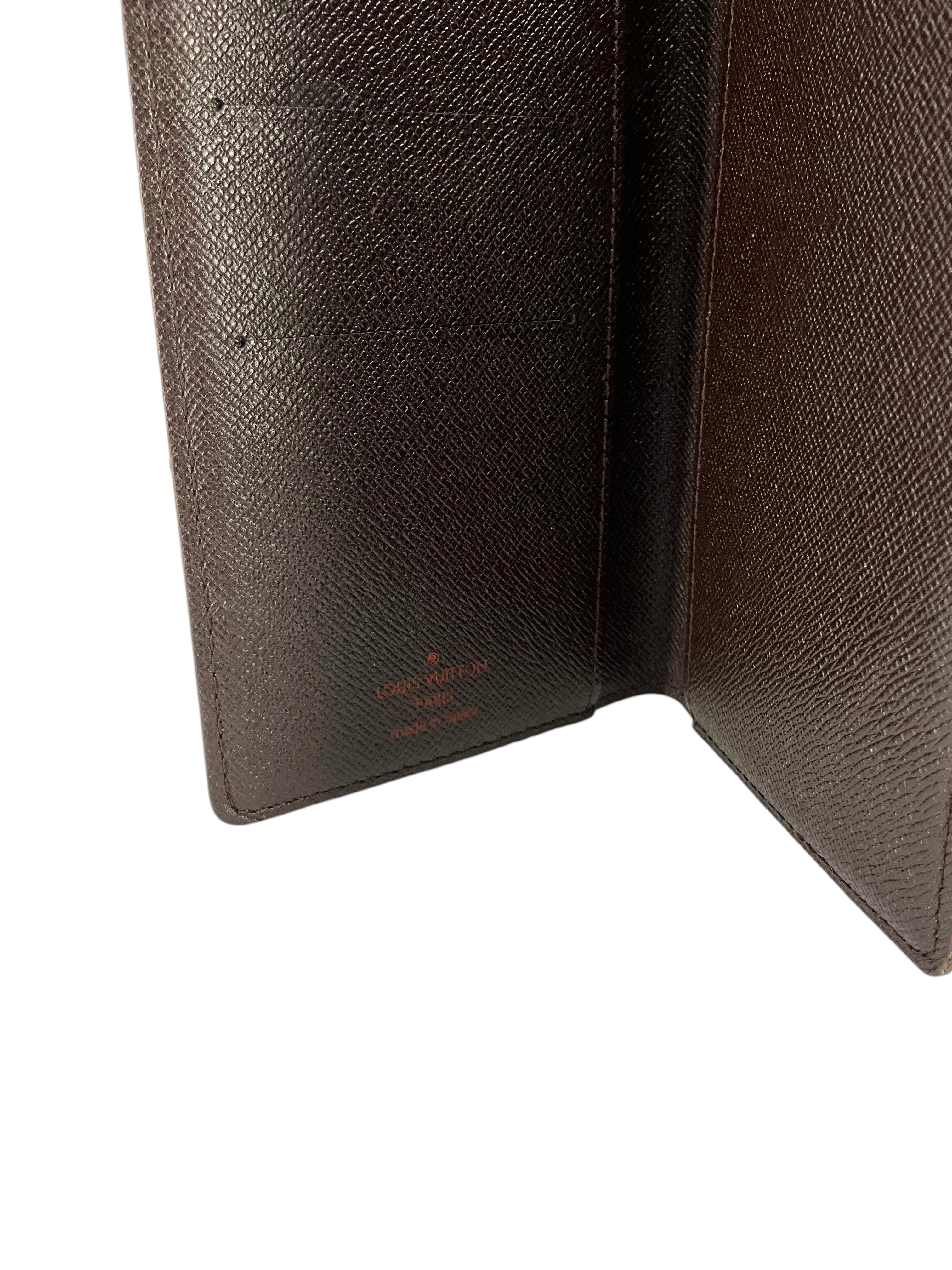 Louis Vuitton Damier Ebene Canvas Bi-Fold Checkbook Wallet - Luxury Leather Credit Card Holder & ID Organizer for Men and Women - Perfect for Business, Travel, and Everyday Use