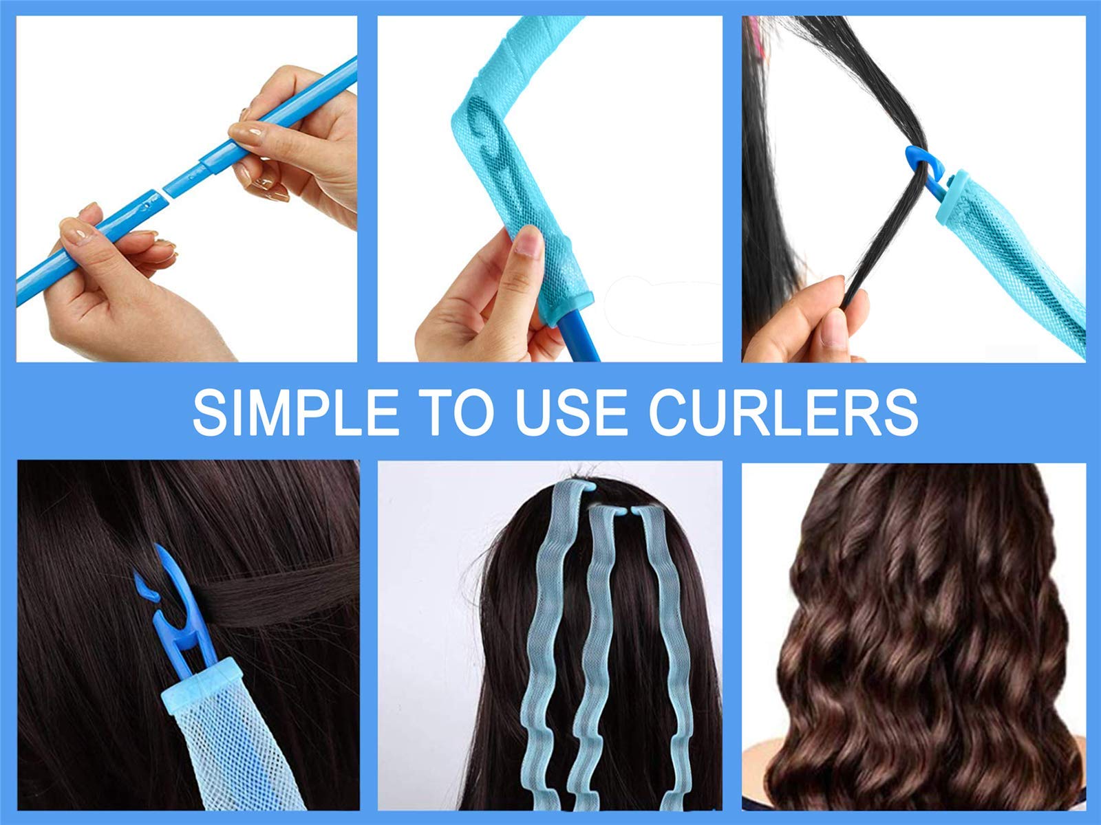 40PCS Heatless Hair Curlers Set - No Heat Damage Spiral & Wave Rollers (22 Inches) with 6 Styling Hooks for Women & Kids - Perfect for Medium to Long Hair Styling at Home, Parties or Special Occasions