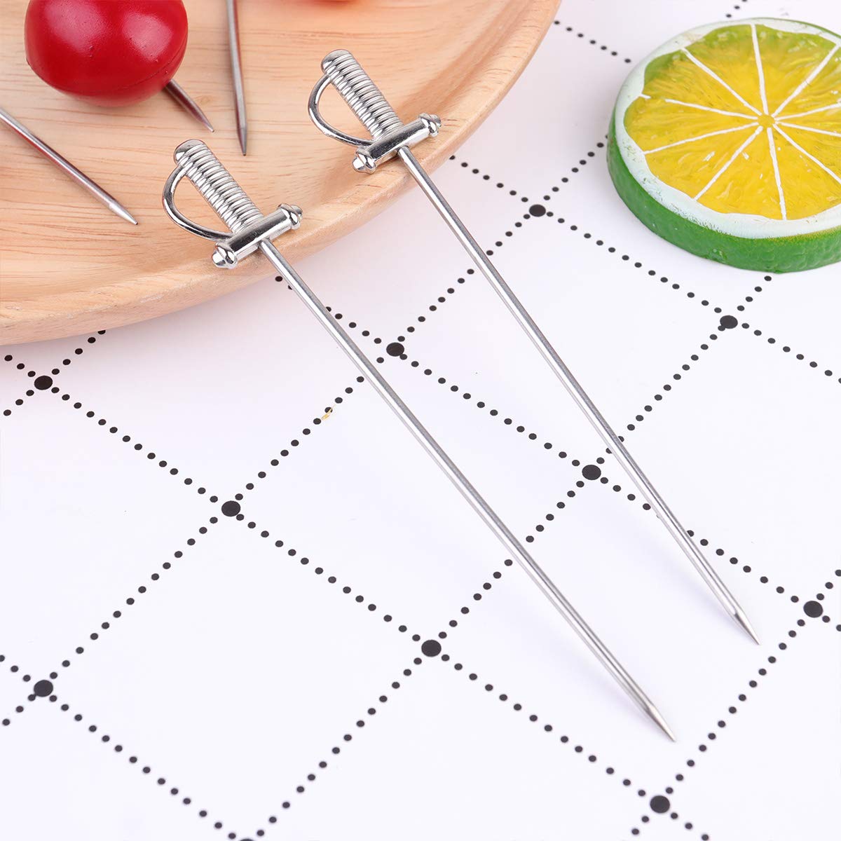 Reusable Stainless Steel Fruit Picks - 5pcs Cabilock Dessert Forks for Parties, Salads, Fruit Platters & Charcuterie Boards | Elegant Appetizer Serving Utensils