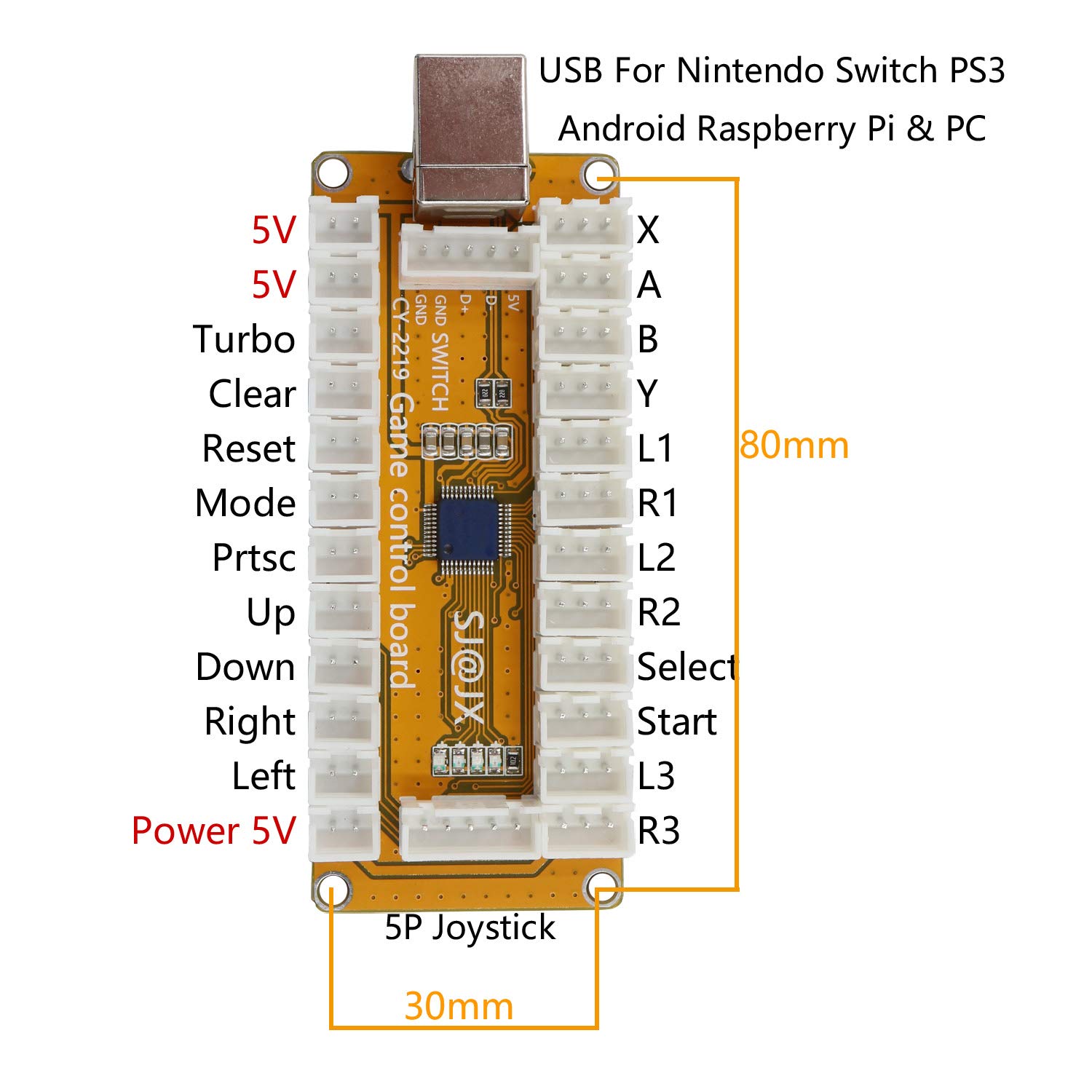 Zero Delay USB Arcade Game Encoder - 2 Player LED Button Joystick Controller for Nintendo Switch, PC, PS3, Retropie, Raspberry Pi & MAME | Perfect for Home Arcades & Gaming Setups