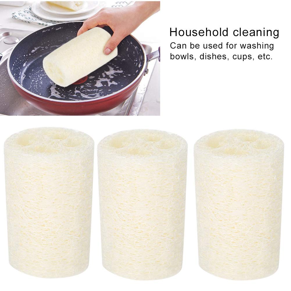 Natural Loofah Bath Sponge - Exfoliating Body Scrubber for Shower & Spa, Dead Skin Remover & Soap Holder, Multi-Purpose Kitchen Cleaning Scrubber (3inch, 6-Pack) - Perfect for Home, Travel & Gifts
