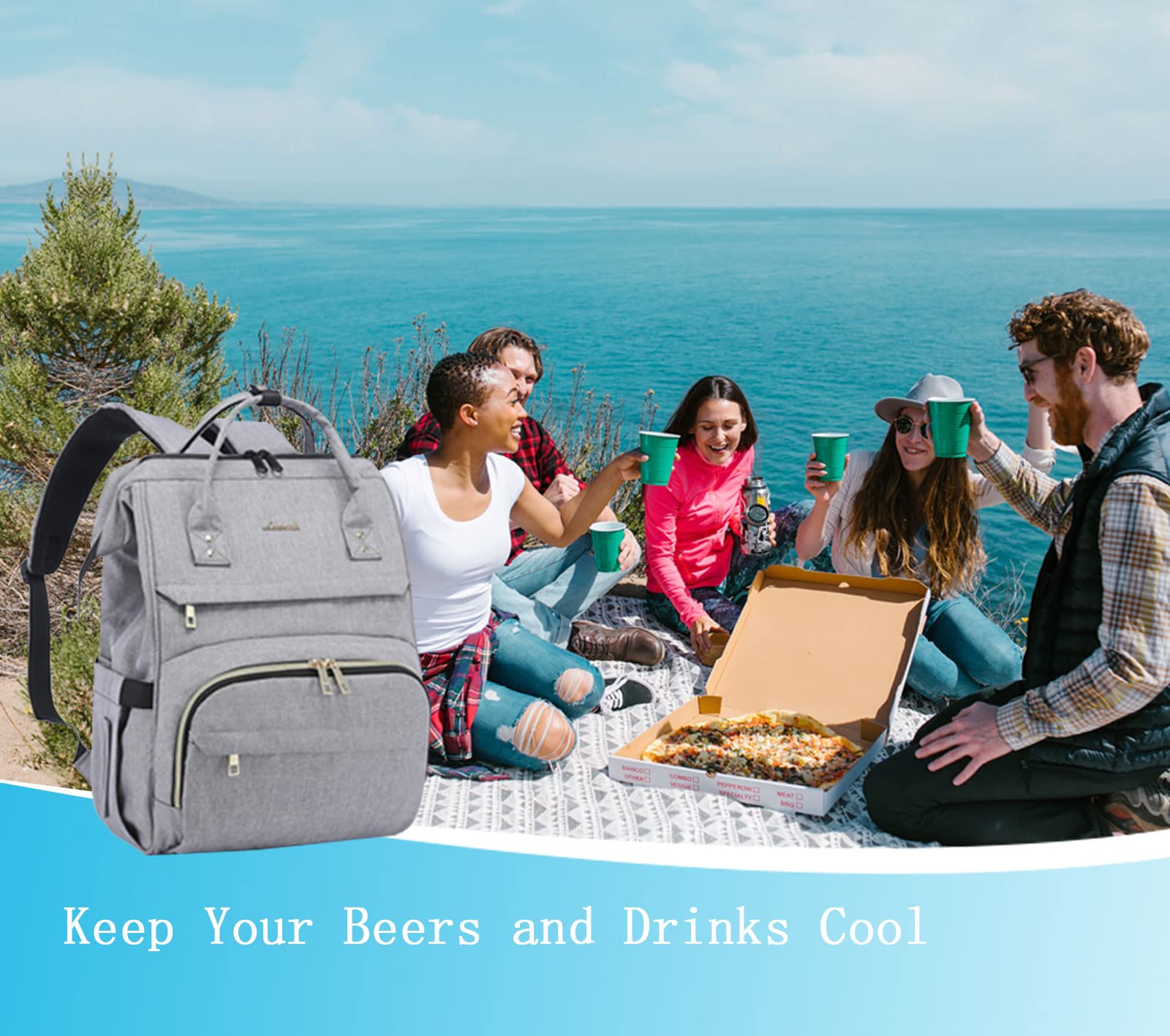 **Insulated Cooler Backpack - Leakproof & Lightweight Picnic Backpack for Men & Women - Holds 30 Cans - Large Capacity Lunch Backpack for Outdoor Camping, Beach, Hiking & Family Adventures**