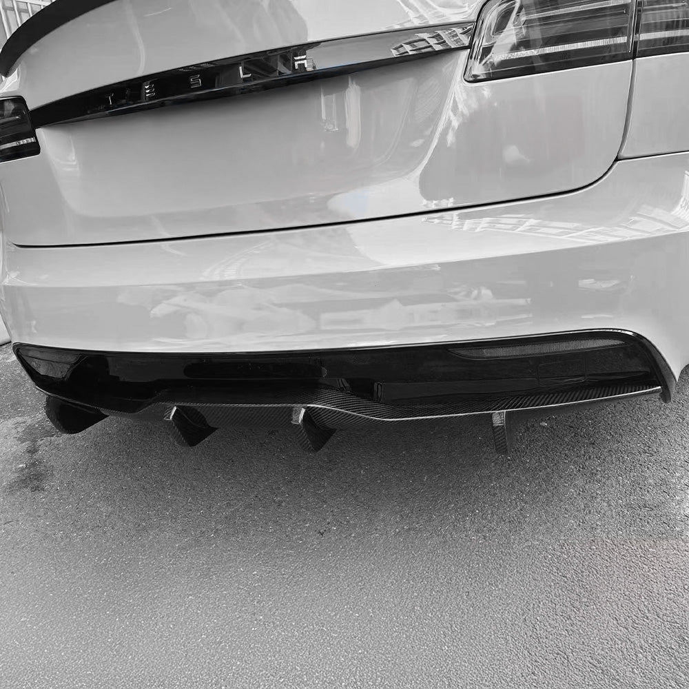Premium Real Carbon Fiber Rear Diffuser for Tesla Model S - High Performance Aerodynamic Upgrade | Matte & Glossy Finish Options | Enhances Sporty Look & Improves Vehicle Stability