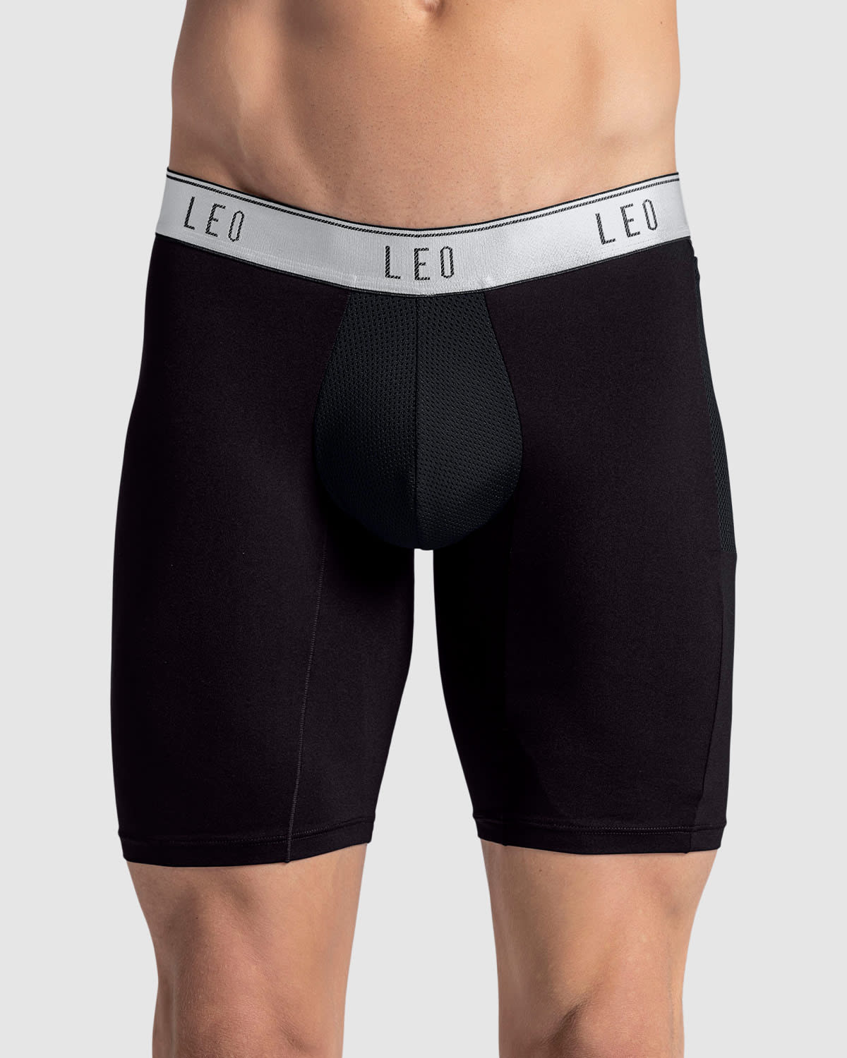 Breathable Long Athletic Boxer Briefs with Side Pocket - Moisture-Wicking Men's Underwear for Sports & Workout