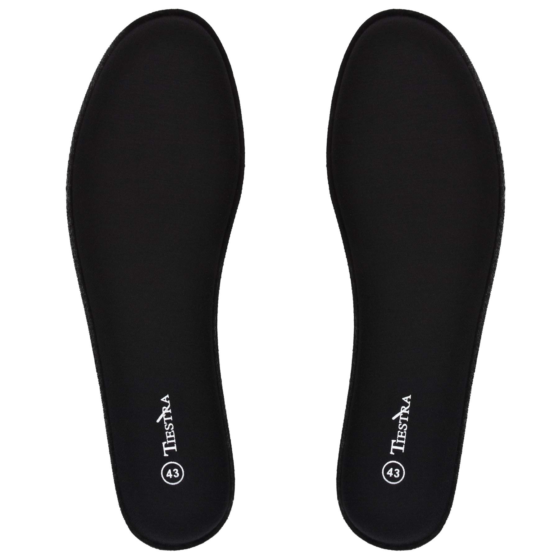 TIESTRA Memory Foam Insoles for Women - Cushioned Shoe Inserts for Running, Walking & Work - Bamboo Fiber Arch Support - Black Size 37EU/US6 - Perfect for Sneakers, Boots & Flat Shoes