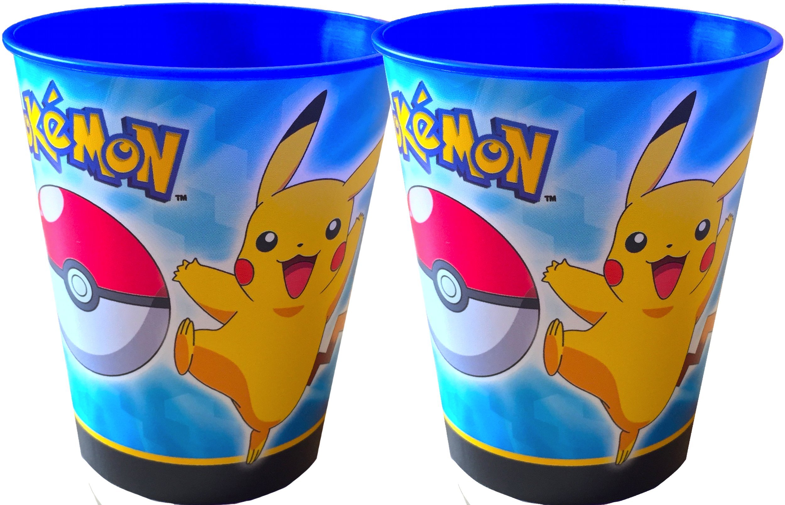 Pokemon Pikachu Reusable Plastic Cups Set of 2 - Cute Cartoon Character Drinkware for Kids & Adults - Perfect for Parties, Gifts, and Anime Collectibles