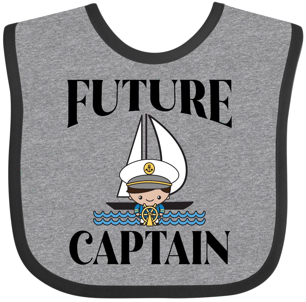 Inktastic Adorable Baby Boy Sailing Captain Outfit Bib - Soft Cotton Drool Bib for Newborns & Infants - Perfect for Feeding, Playtime & Photo Shoots