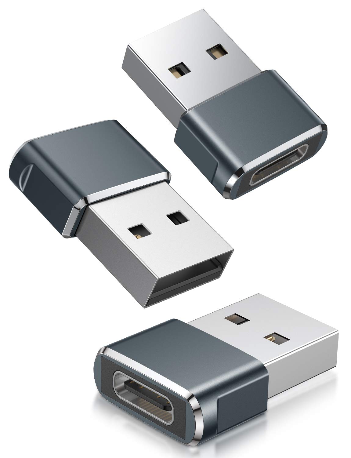 Basesailor 3-Pack USB to USB C Adapter, Type C Female to USB A Male Converter for iPhone 16/15/Plus/Max, Apple Watch 9/8/7/SE, iPad Air 5/4, Mini 6, Galaxy S24/S23/S22 - Fast Charging for CarPlay, AirPods & More | Perfect for Travel, Home & Office Use