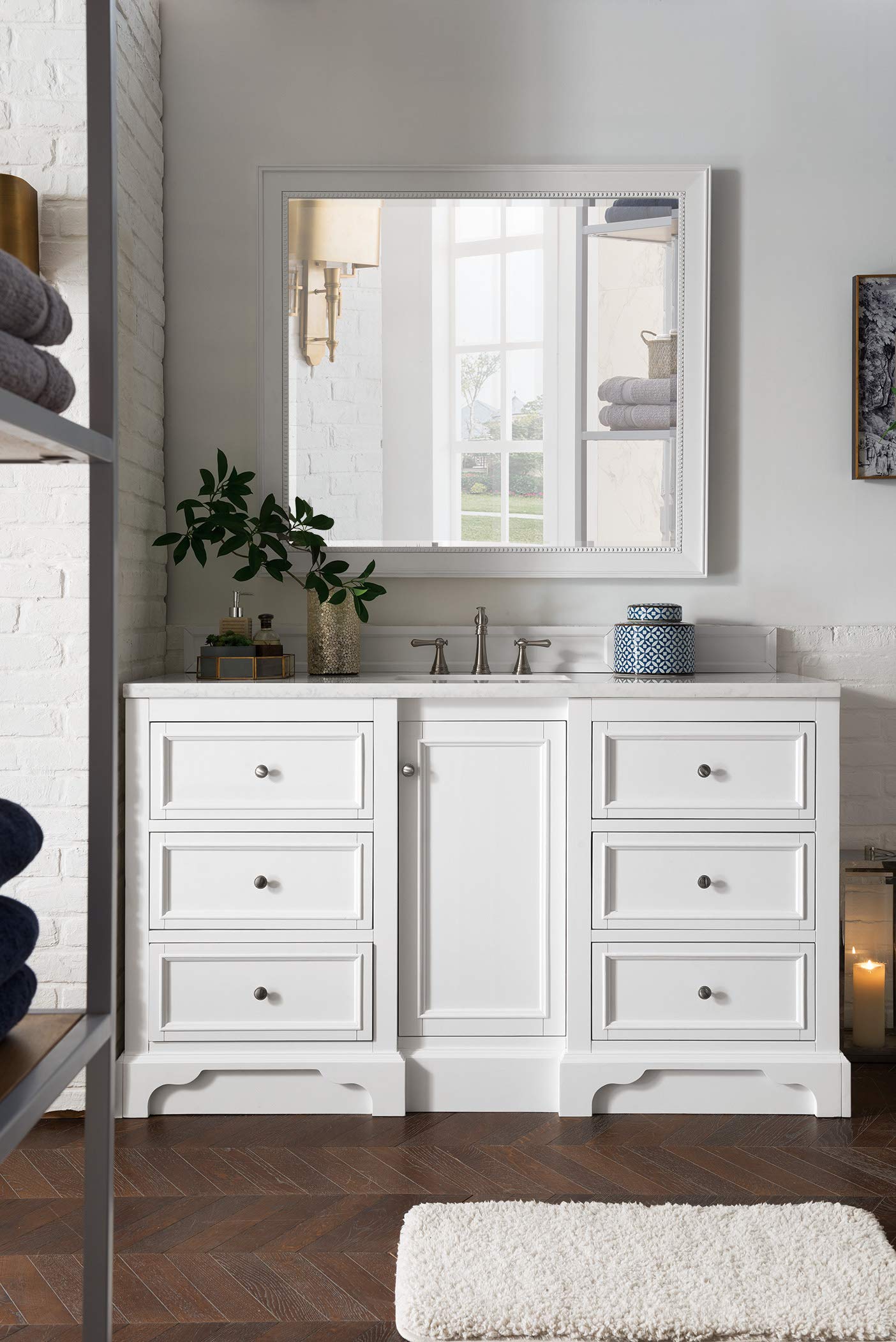60-Inch Single Bathroom Vanity in Bright White Finish - Modern Design for Small Spaces, Perfect for Home Remodeling & Apartment Upgrades