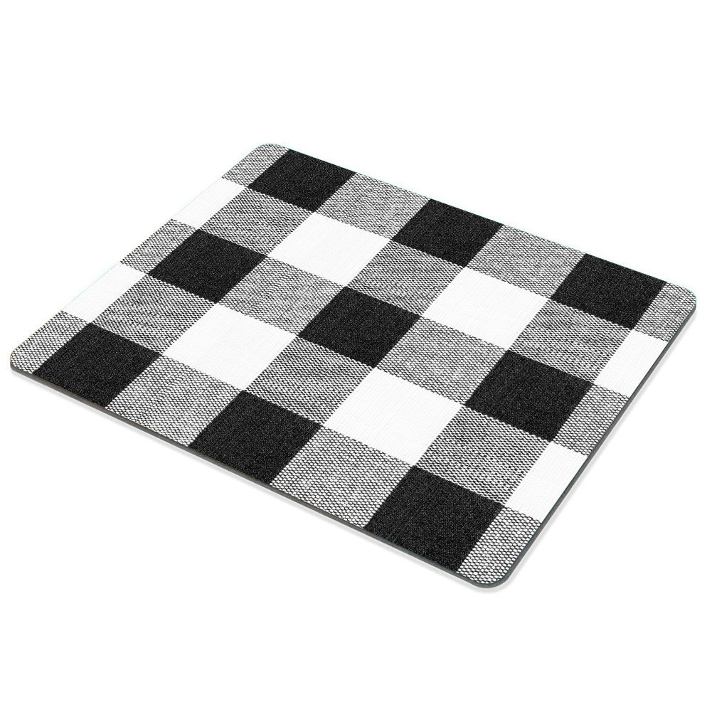 Trendy Black and White Buffalo Plaid Mouse Pad with Unique Illustration - Perfect for Office, Gaming & Home Workspace Decor