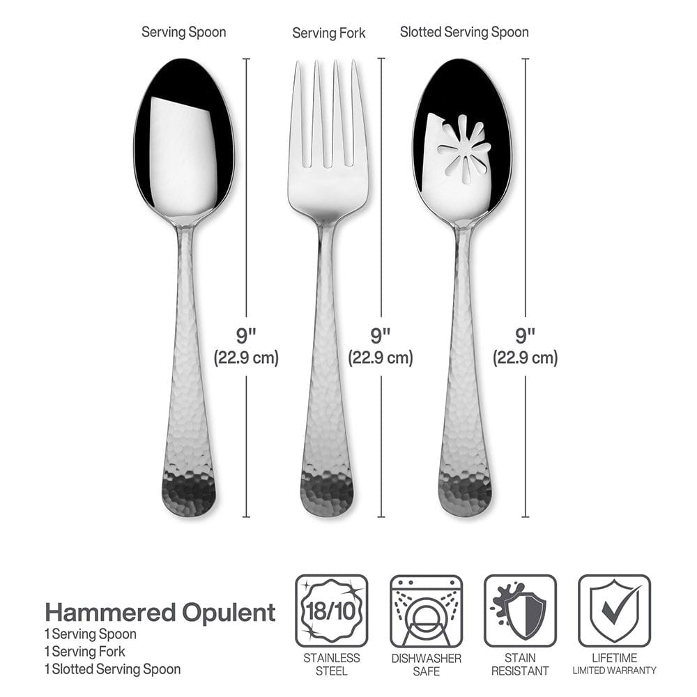 Hammered Opulent 75-Piece Flatware Set - Service for 12 - Premium Stainless Steel Cutlery Set for Fine Dining, Weddings & Formal Occasions
