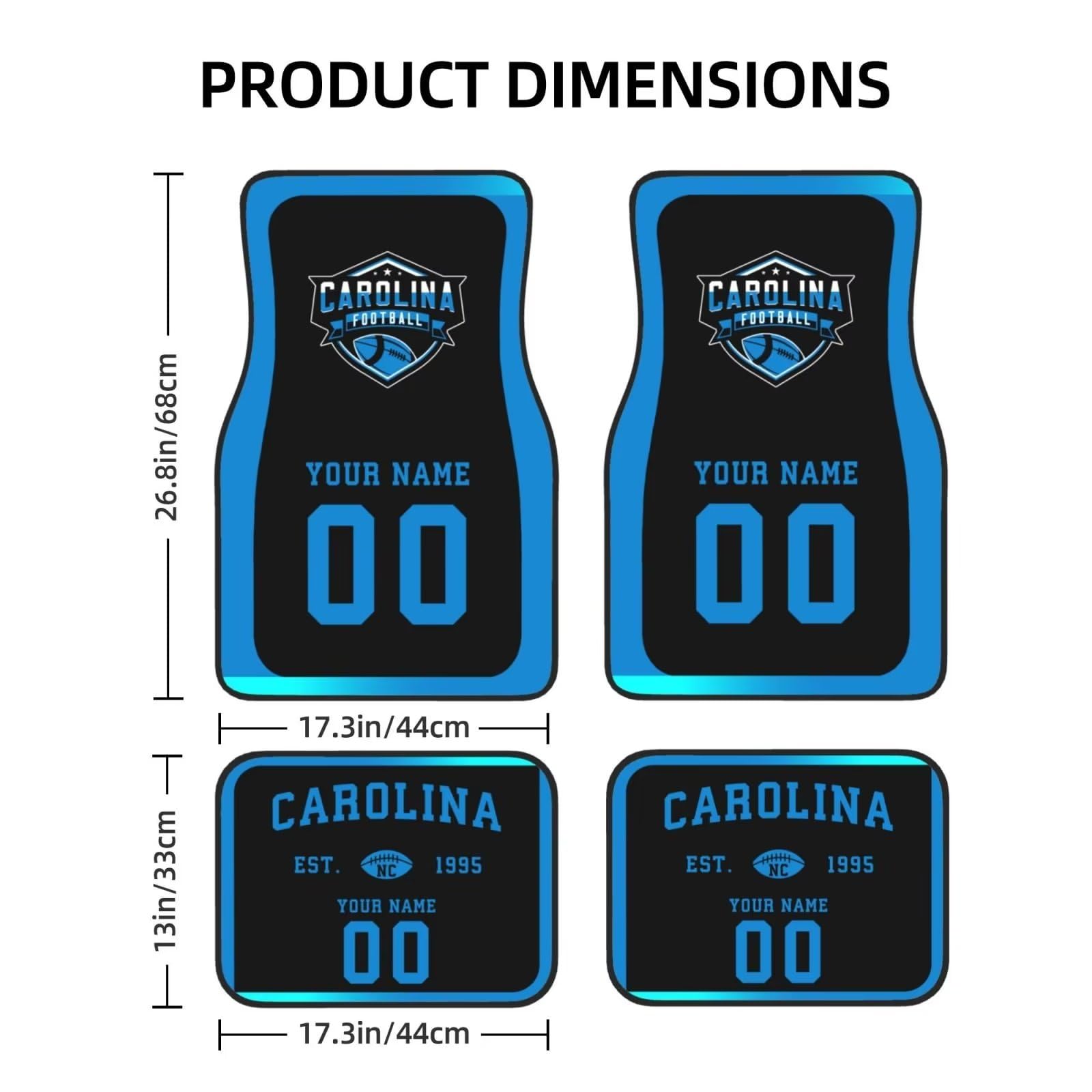 Custom Personalized Car Floor Mats with Name & Number - 4-Piece Set for Most Vehicles | Perfect Car Interior Accessories & Unique Gifts for Car Enthusiasts | Ideal for Daily Commute, Road Trips & Car Shows