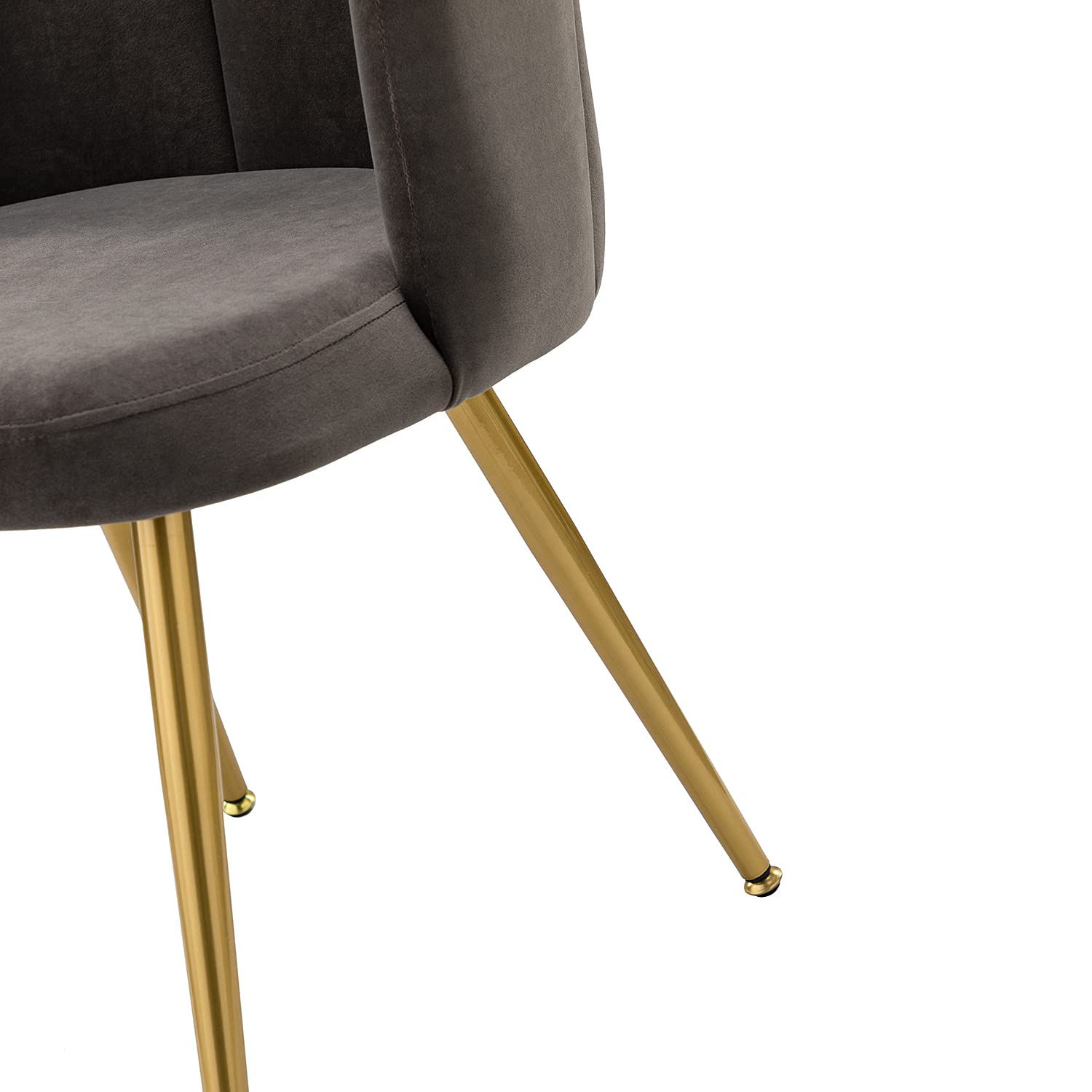 HULALA HOME Velvet Accent Chairs Set of 2 - Modern Upholstered Vanity Chair with Shell Back & Gold Metal Legs for Makeup Room, Living Room, Dining Room - Soft Grey Velvet Lounge Chairs for Bedroom, Office, Dressing Area