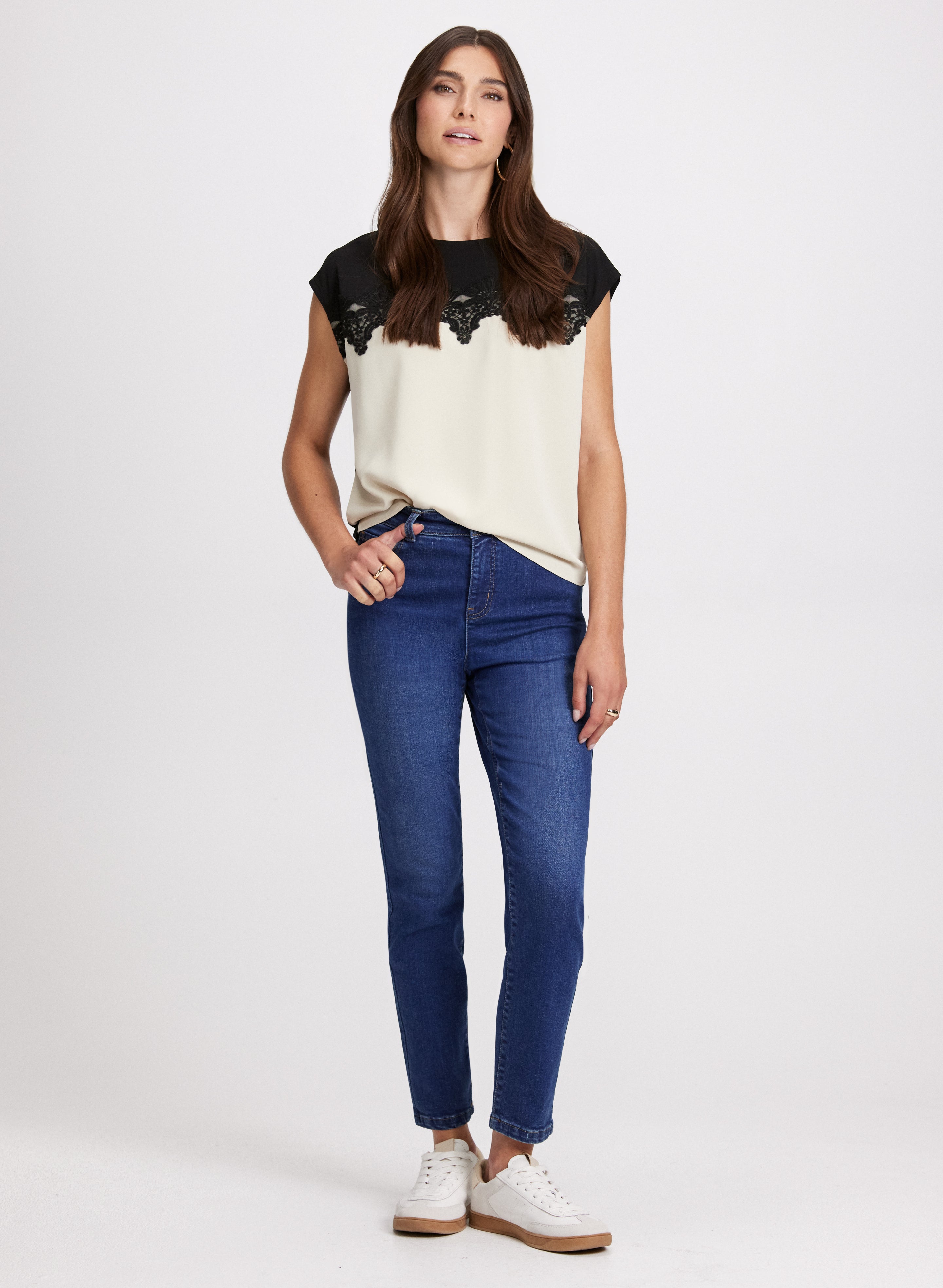 Essential Slim Leg Jeans for Women - High Waist Stretch Denim Pants - Comfortable & Flattering Fit for Everyday Wear, Work, and Casual Outings