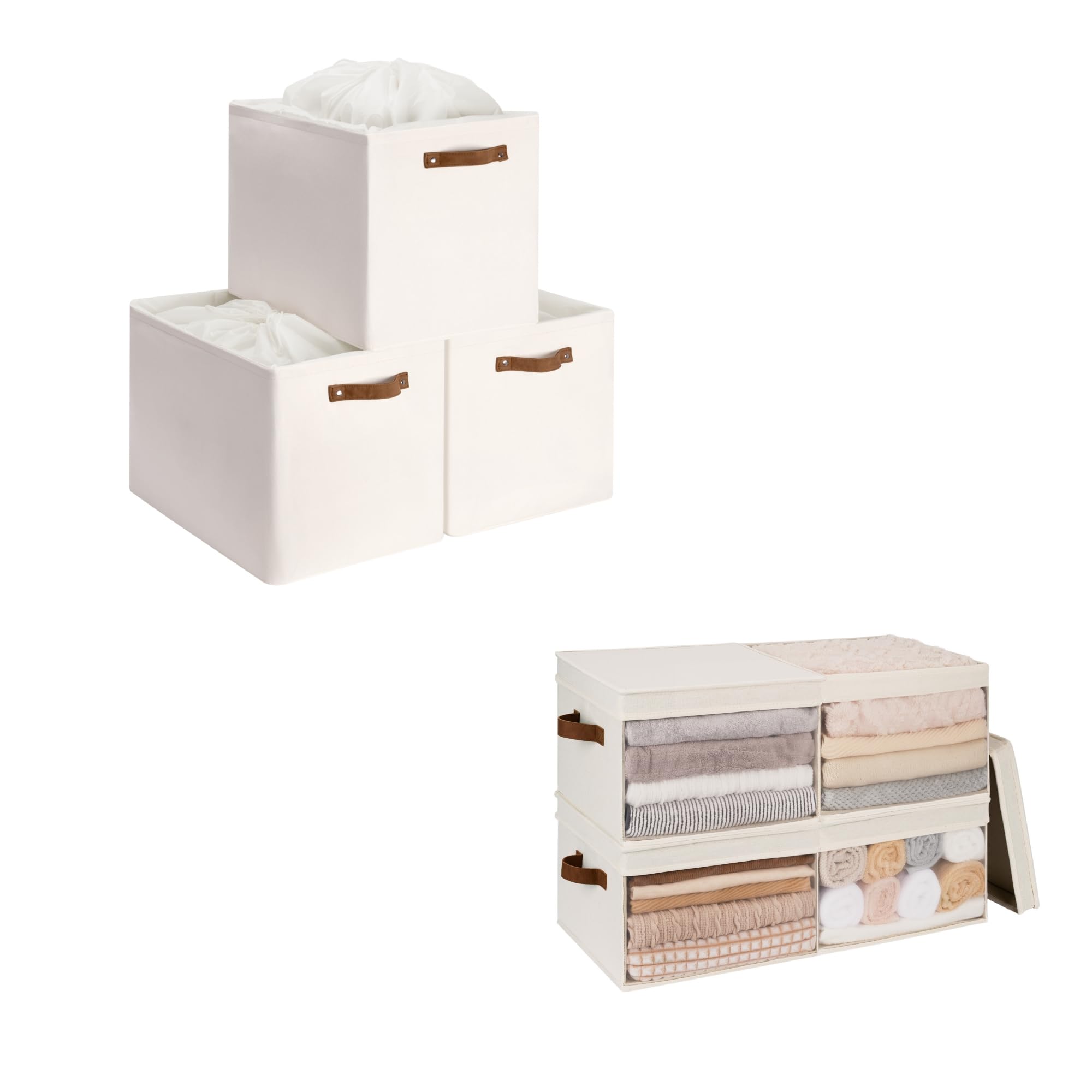 Foldable Fabric Storage Bin with Clear Window & Lid - Closet Organizer for Clothes, Toys, and Home Organization | Perfect for Bedroom, Nursery, and Office Storage