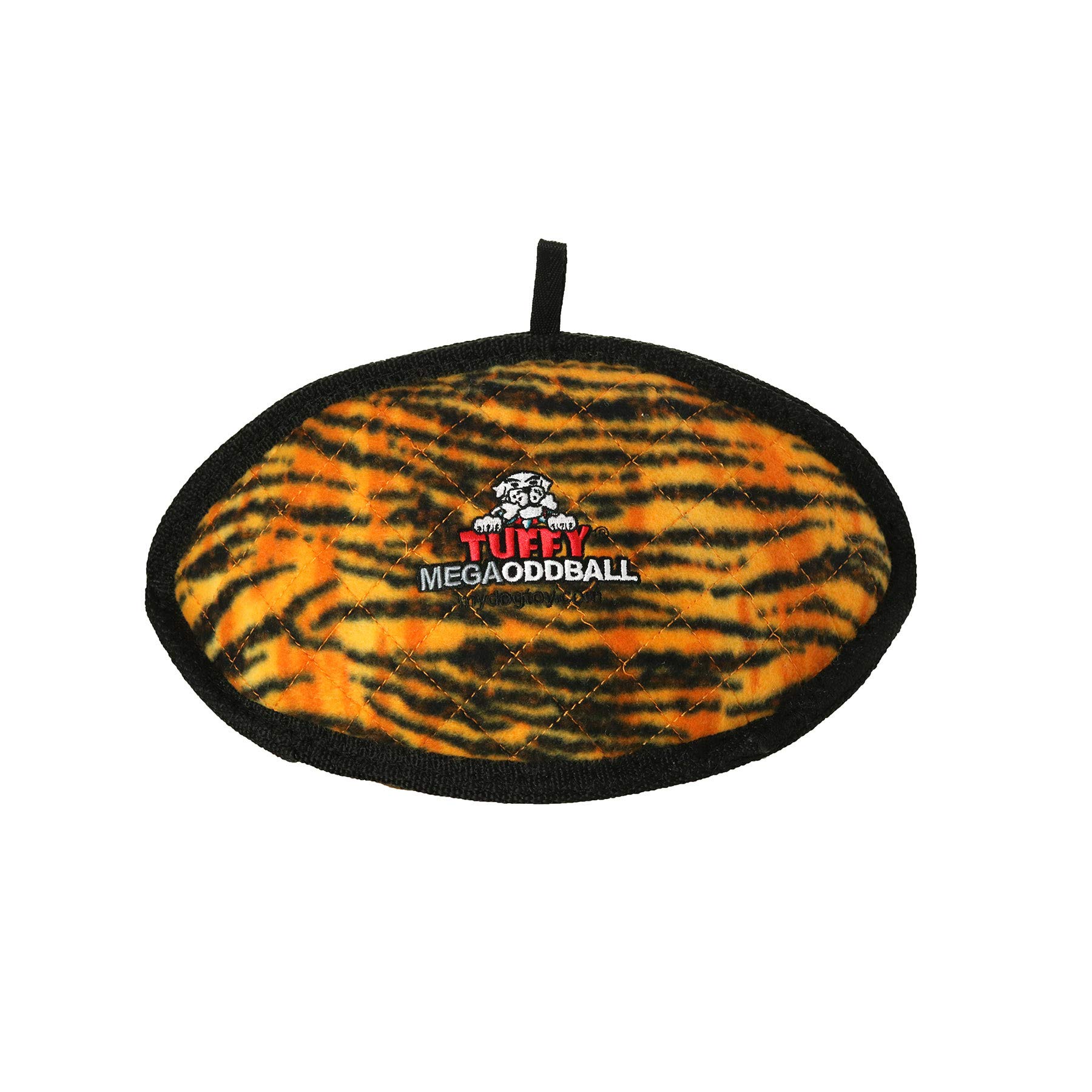 TUFFY - World's Toughest Soft Dog Toy - MEGA Odd Ball - No Squeakers - Multi-Layer Durable Design for Aggressive Chewers - Interactive Play (Tug, Toss & Fetch) - Machine Washable & Floats - Tiger Print 2-Pack - Perfect for Outdoor Play, Beach Trips & Water Fetch Games