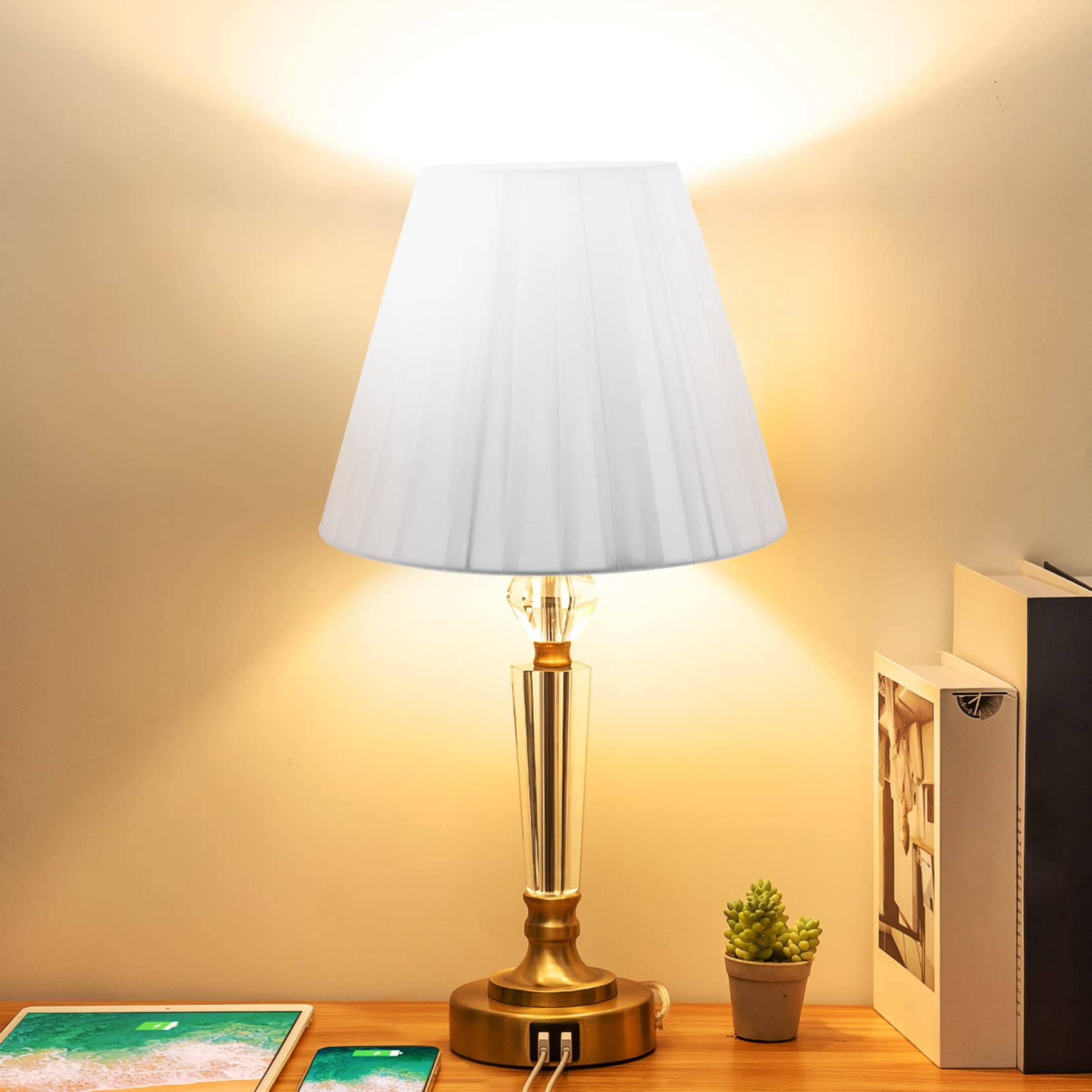 Pleated Fabric Lampshade Clip-On Light Cover - White Table & Floor Lamp Shade for Bedroom, Office, Living Room | Perfect for Reading, Working & Creating Cozy Ambiance
