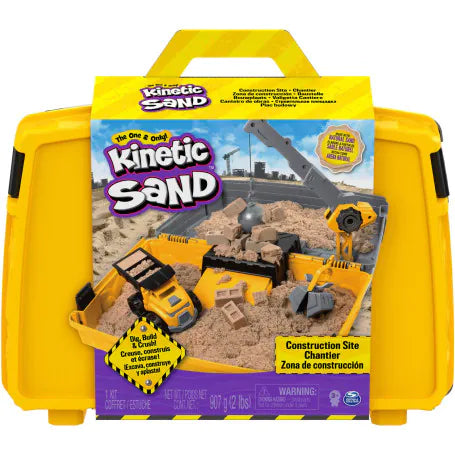 Kinetic Sand Construction Site Playset - Moldable Sensory Sand for Kids, 2lbs of Fun - Perfect for Creative Play, Stress Relief & Early Learning