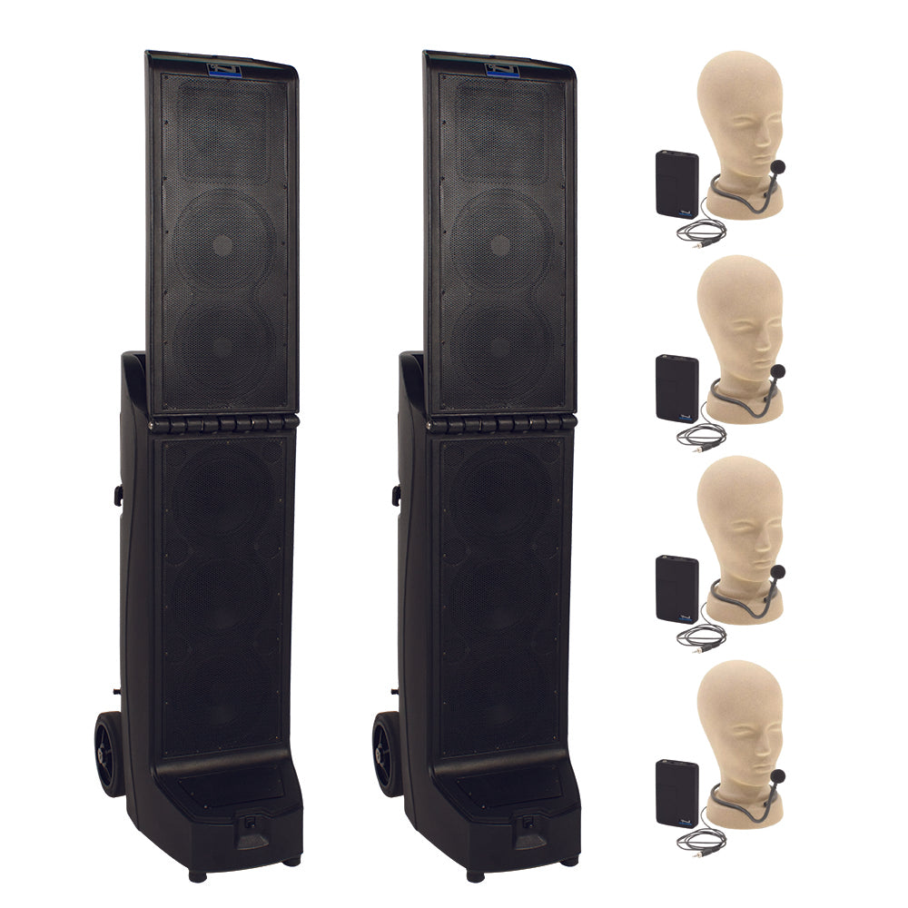 Anchor Audio Bigfoot Pair (XU4,R) Anchor Air Wireless PA System with 4 Microphones - Perfect for Outdoor Events, Weddings, and Public Speaking