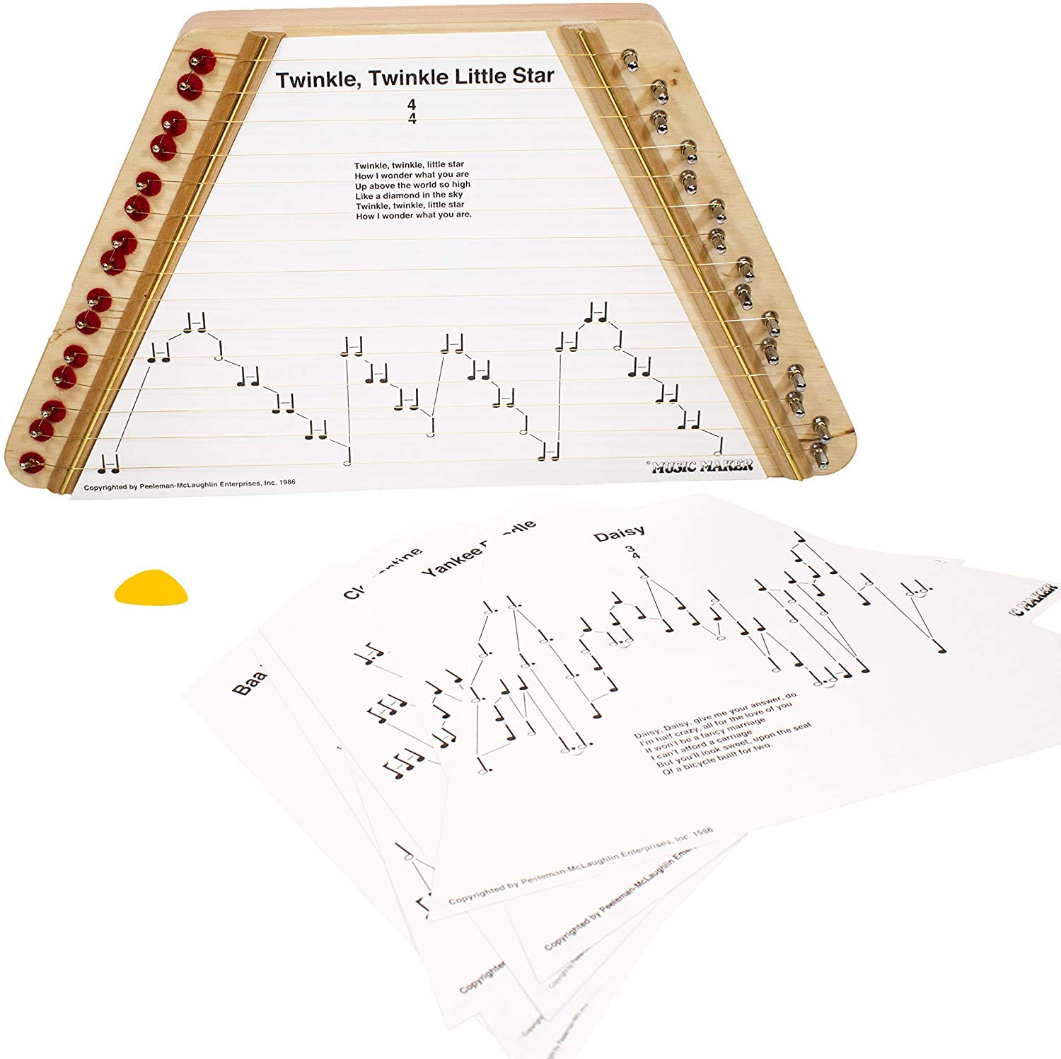 European Expressions Music Maker Lap Harp - 15 String Portable Harp with Sheet Music & Black Carrying Case - Perfect for Beginners, Kids, Home Decor & Musical Therapy